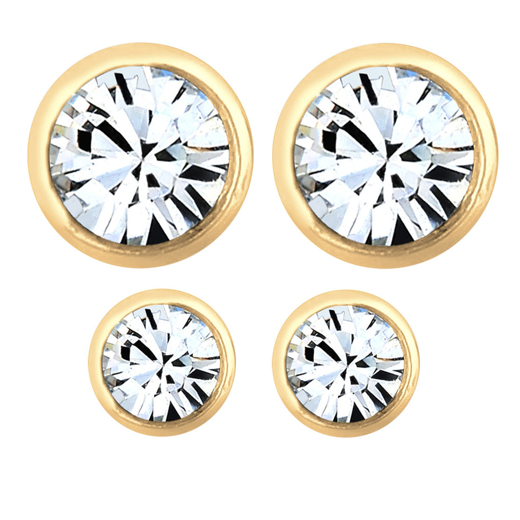White Perhiasan Wanita Perak Asli - Silver Anting Set Classic Crystal Gold Plated