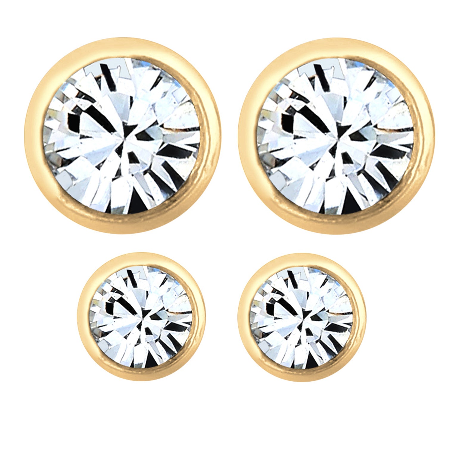 White Perhiasan Wanita Perak Asli - Silver Anting Set Classic Crystal Gold Plated