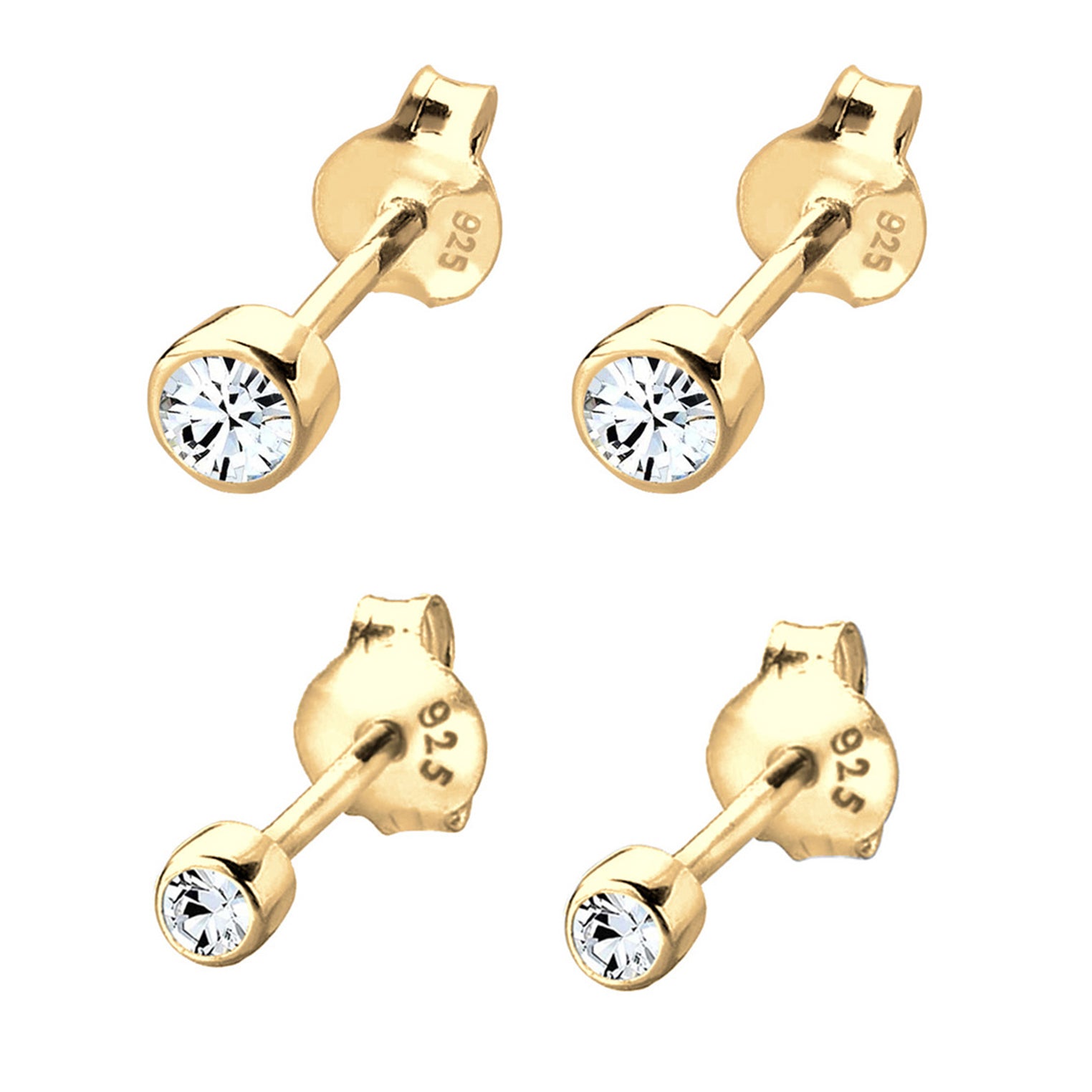 White Perhiasan Wanita Perak Asli - Silver Anting Set Classic Crystal Gold Plated
