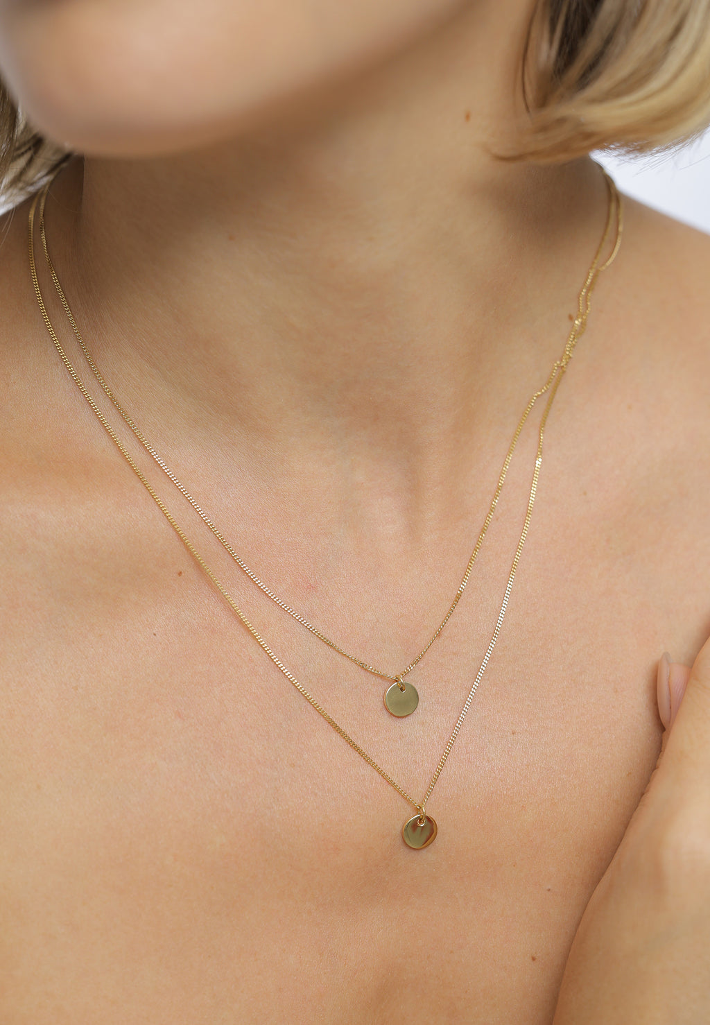 Gold Perhiasan Wanita Perak Asli - Silver Kalung  Platelet 2-Layer Lapis Emas