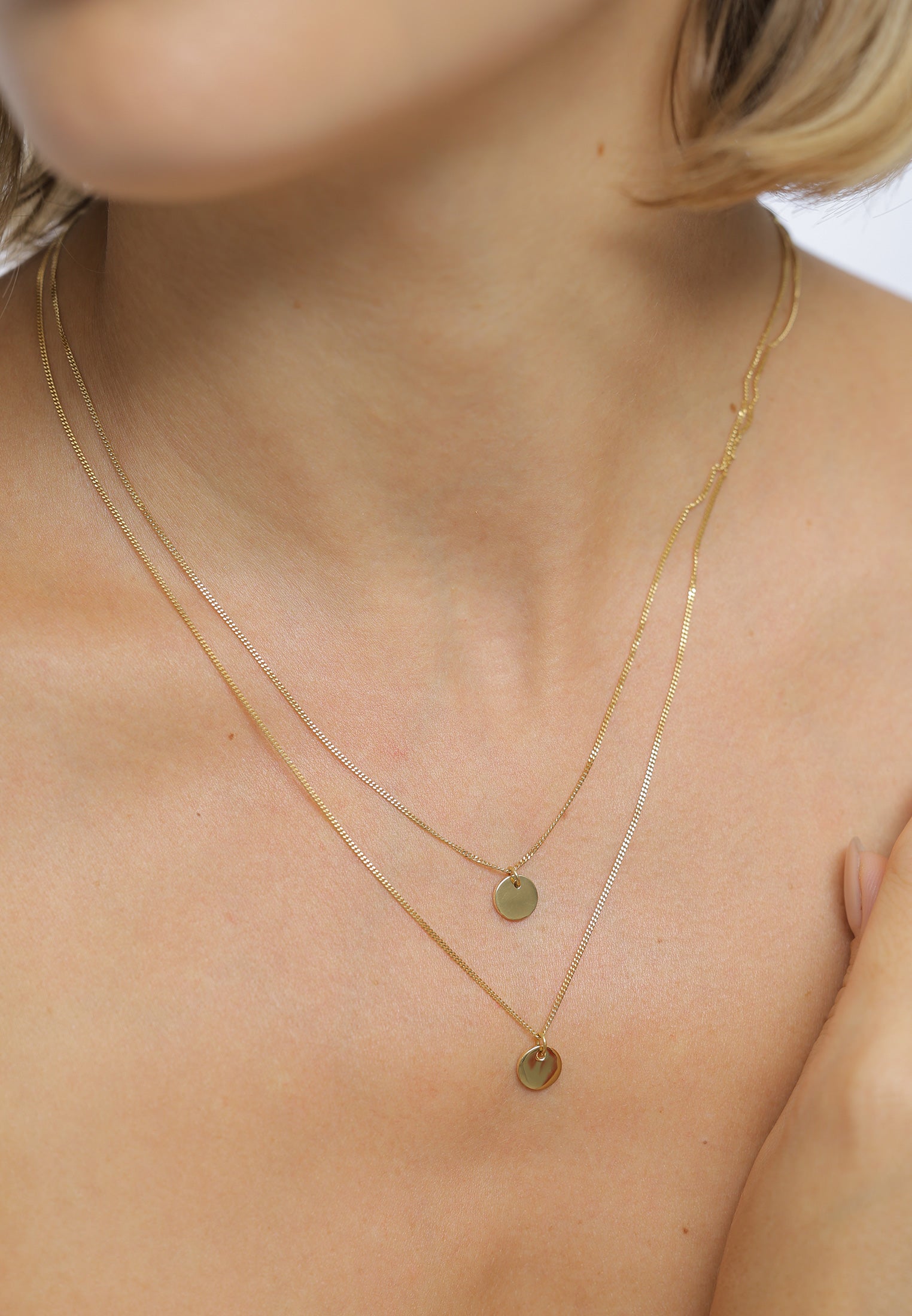 Gold Perhiasan Wanita Perak Asli - Silver Kalung  Platelet 2-Layer Lapis Emas