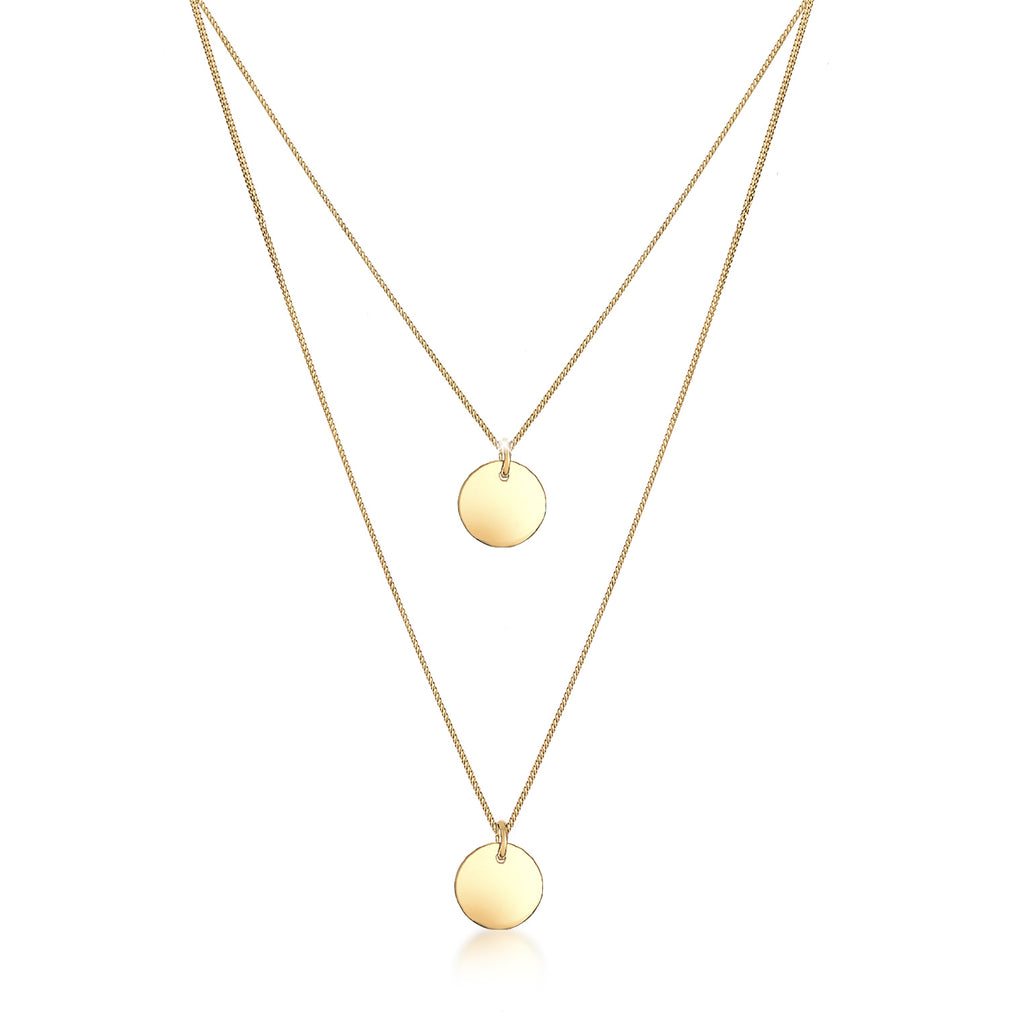 Gold Perhiasan Wanita Perak Asli - Silver Kalung  Platelet 2-Layer Lapis Emas
