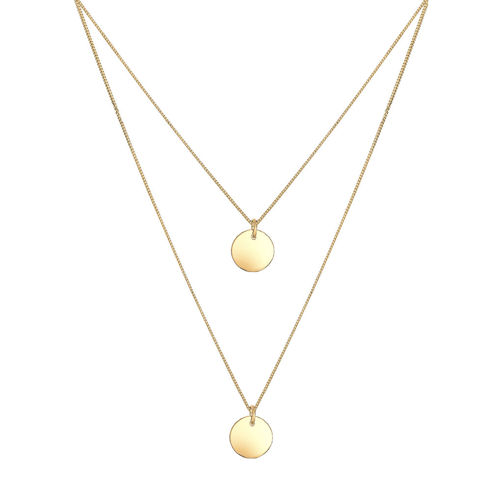 Gold Perhiasan Wanita Perak Asli - Silver Kalung  Platelet 2-Layer Lapis Emas