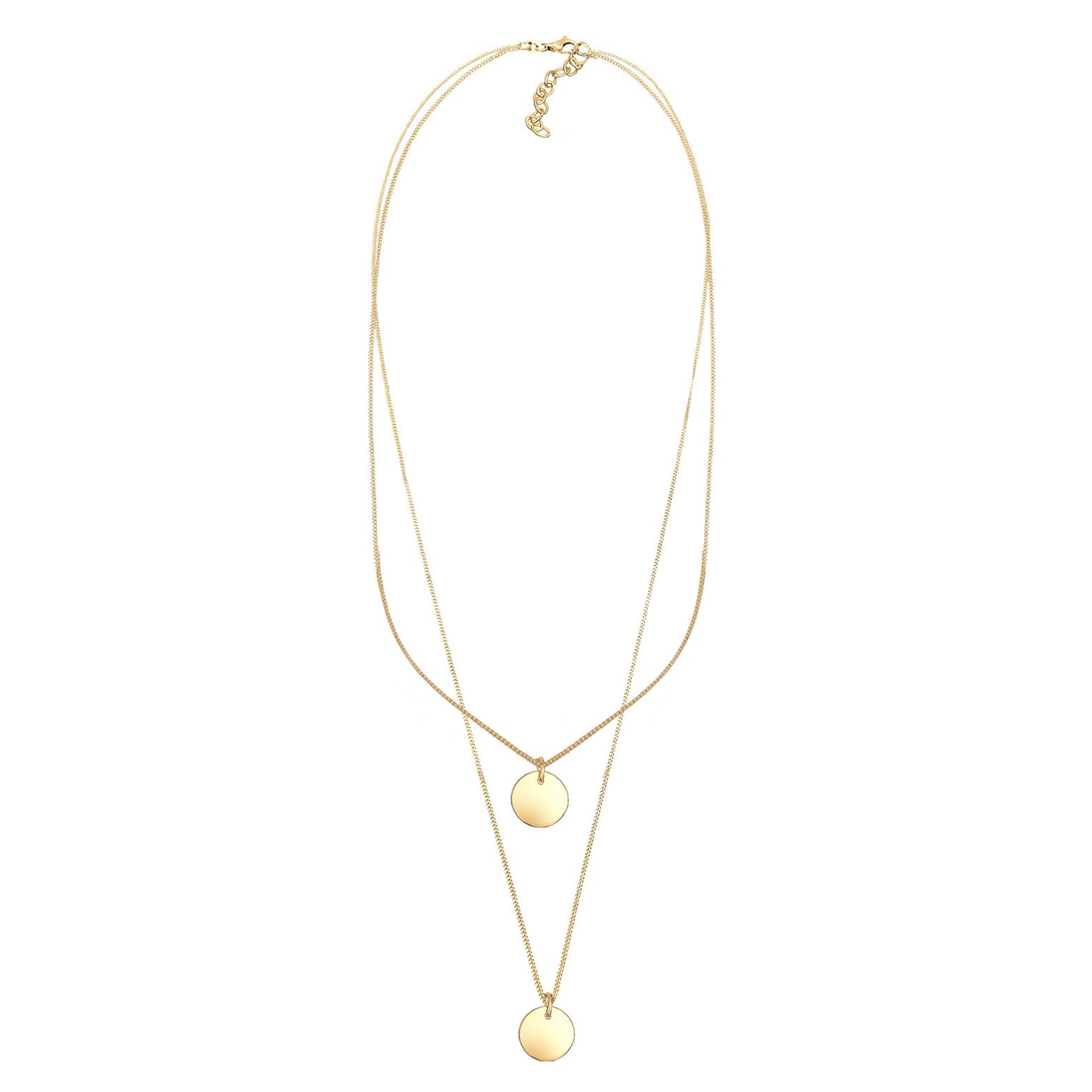 Gold Perhiasan Wanita Perak Asli - Silver Kalung  Platelet 2-Layer Lapis Emas