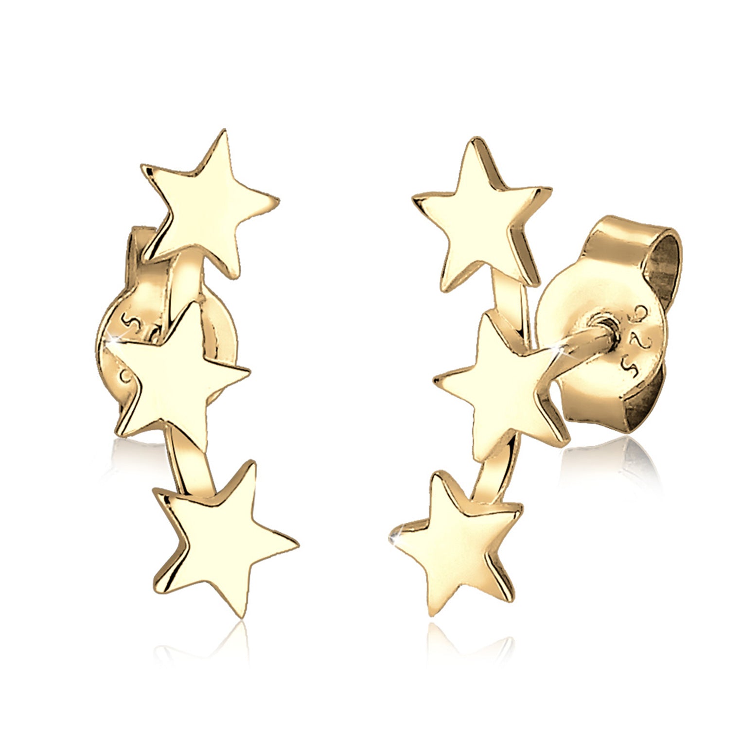 Gold Perhiasan Wanita Perak Asli - Silver Anting Stars Astro Filigree Gold Plated