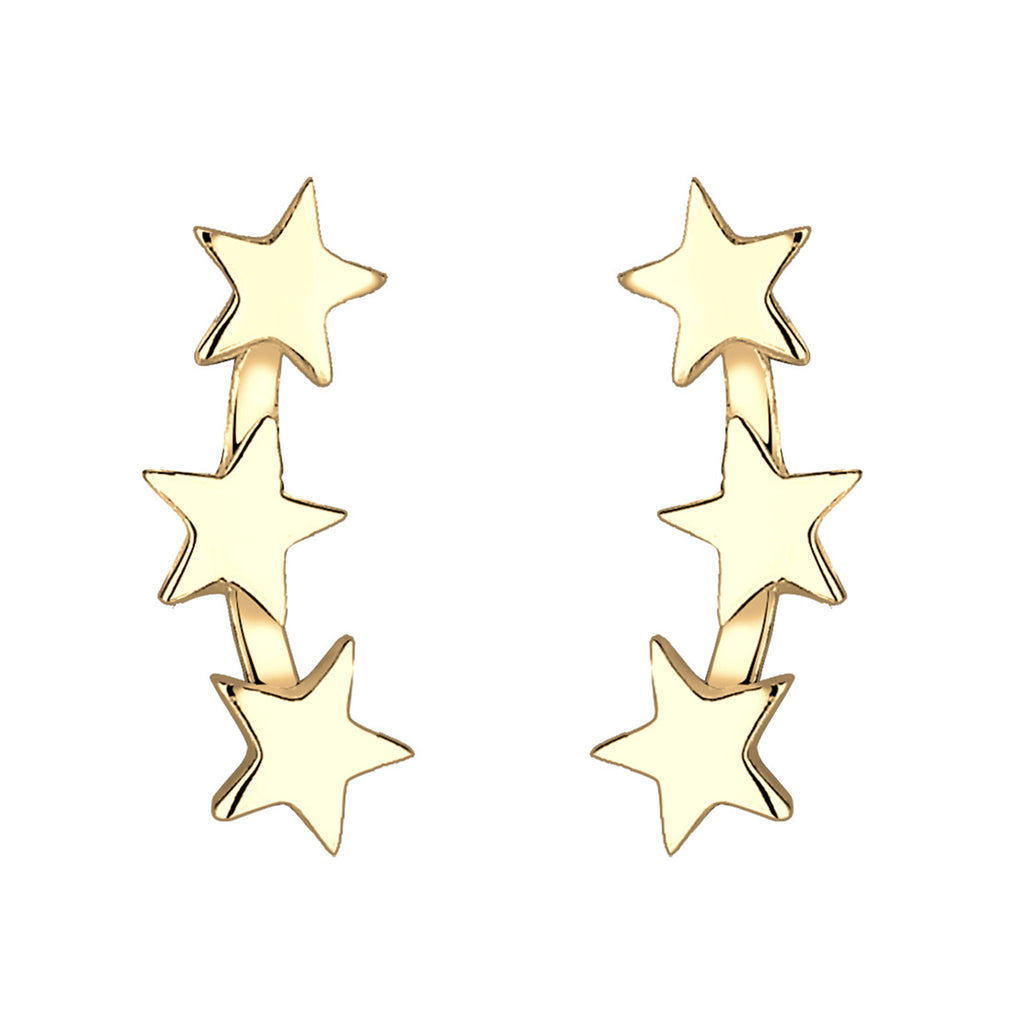 Gold Perhiasan Wanita Perak Asli - Silver Anting Stars Astro Filigree Gold Plated