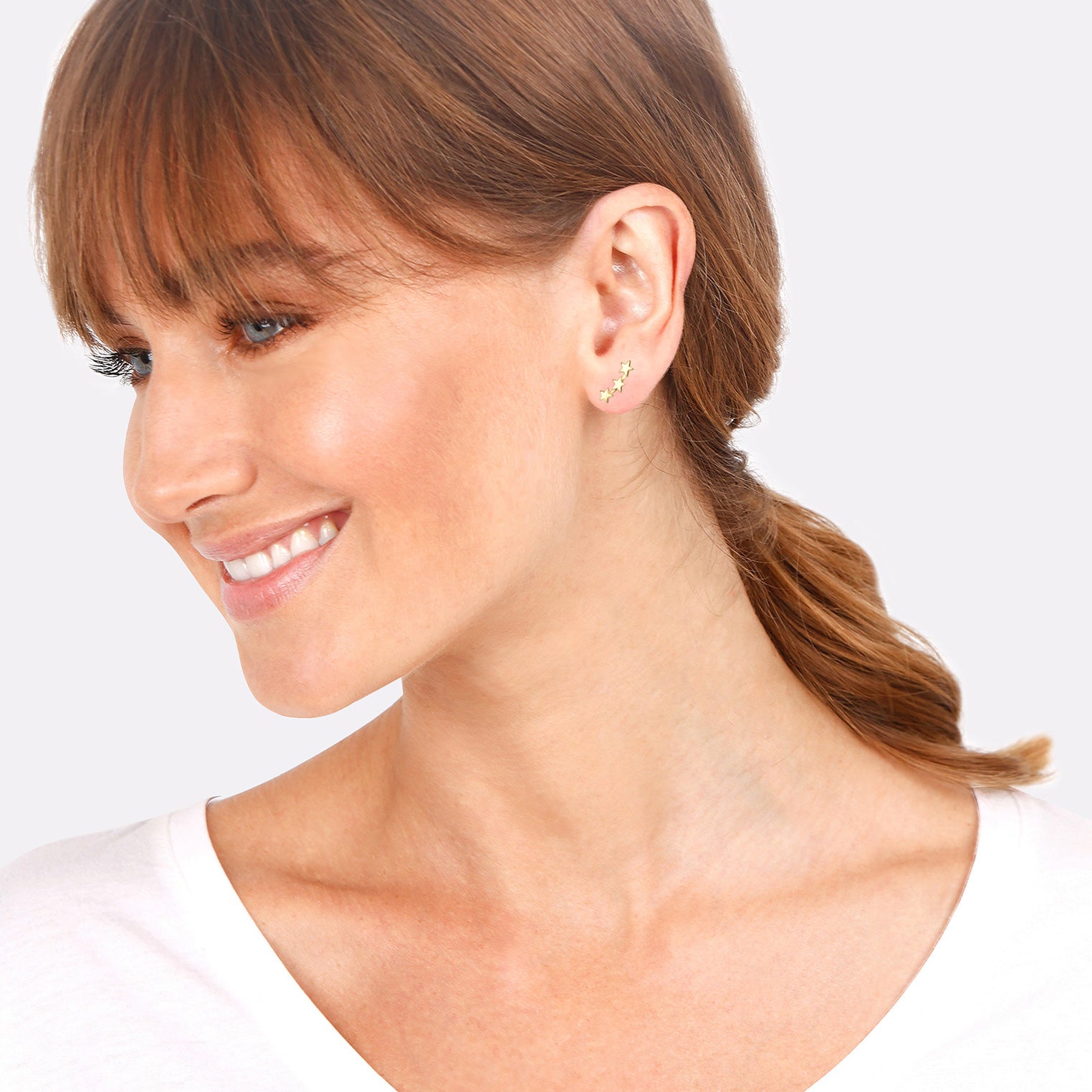 Gold Perhiasan Wanita Perak Asli - Silver Anting Stars Astro Filigree Gold Plated