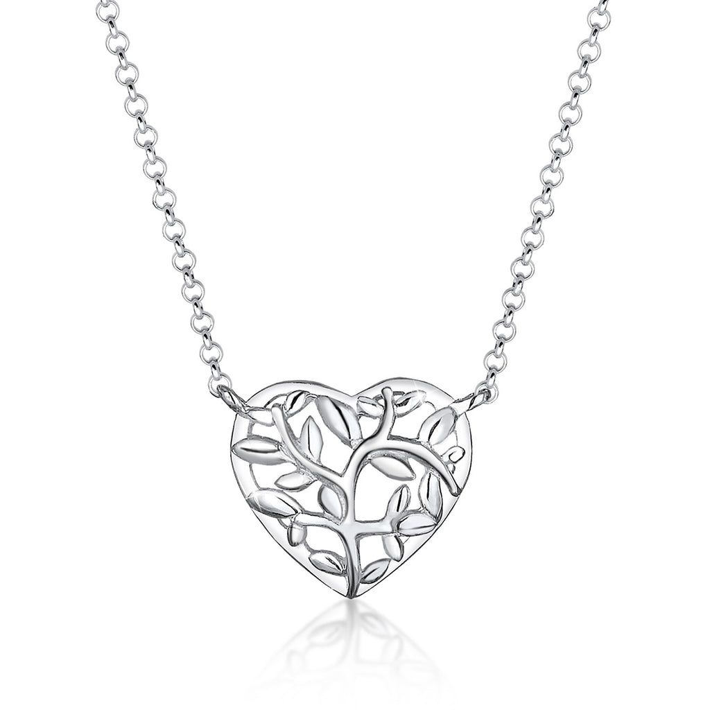 Silver Kalung Perhiasan Perak 925 Wanita Tree of Life Heart