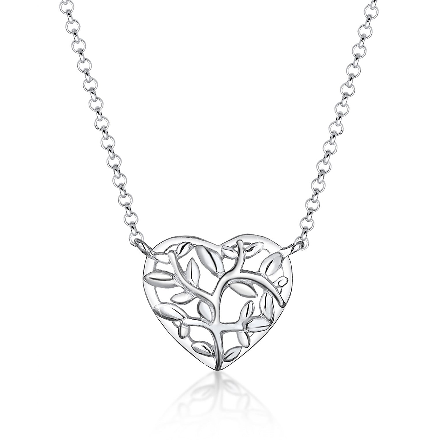Silver Kalung Perhiasan Perak 925 Wanita Tree of Life Heart