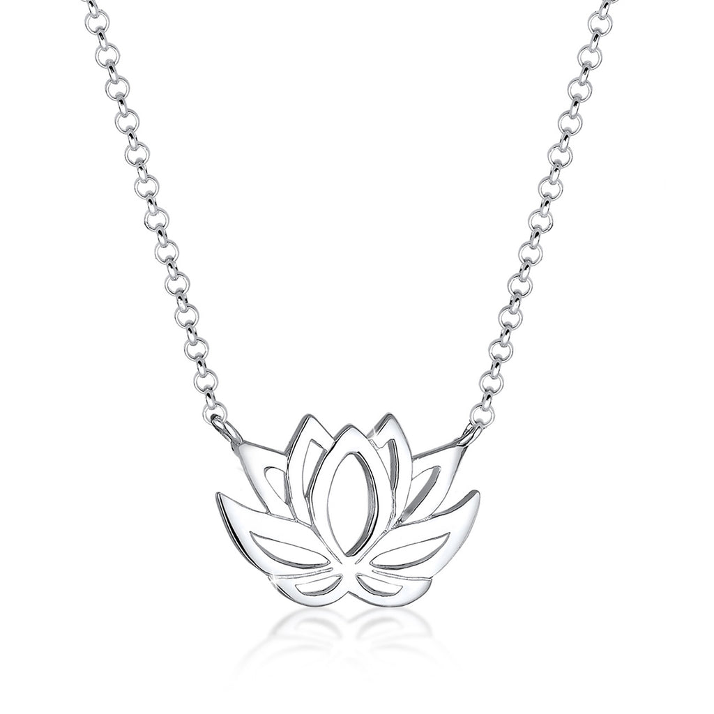 Silver Perhiasan Wanita Perak Asli - Silver Kalung  Lotus Flower