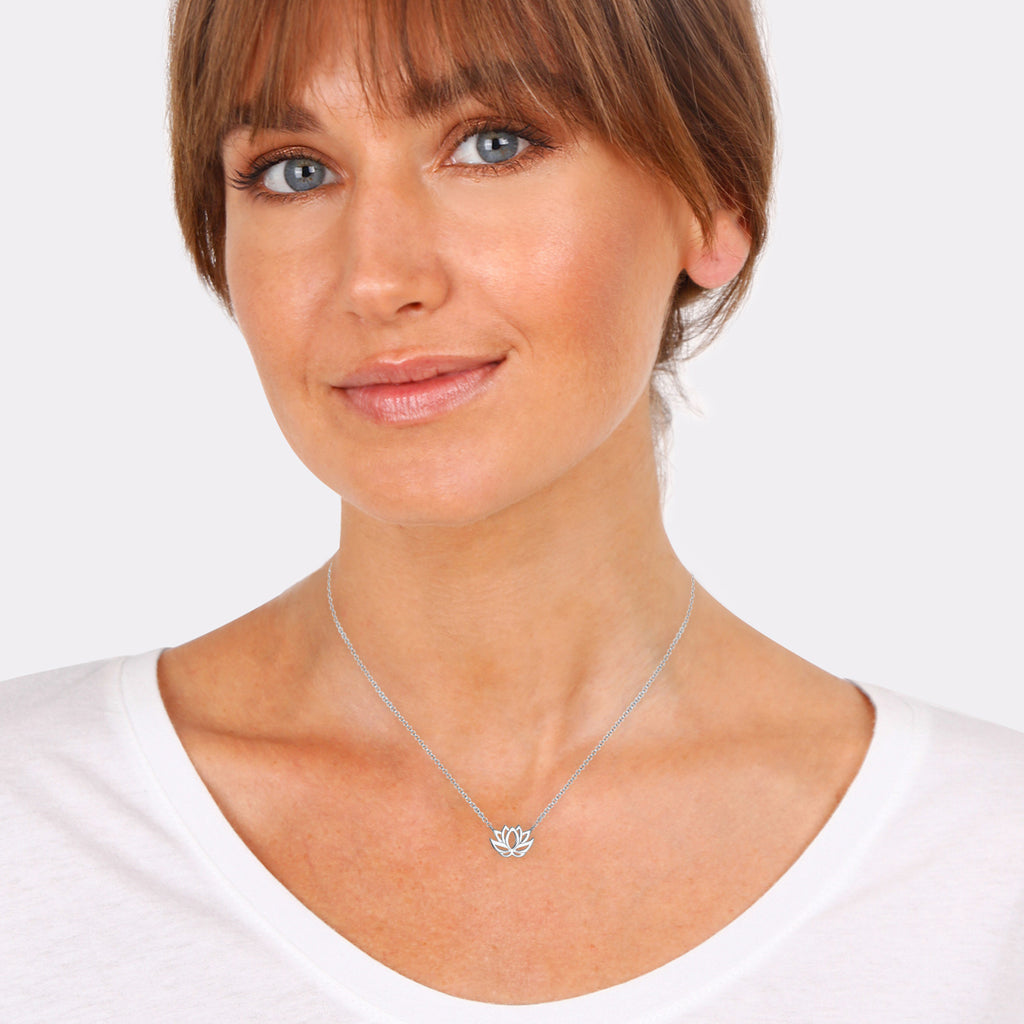 Silver Perhiasan Wanita Perak Asli - Silver Kalung  Lotus Flower
