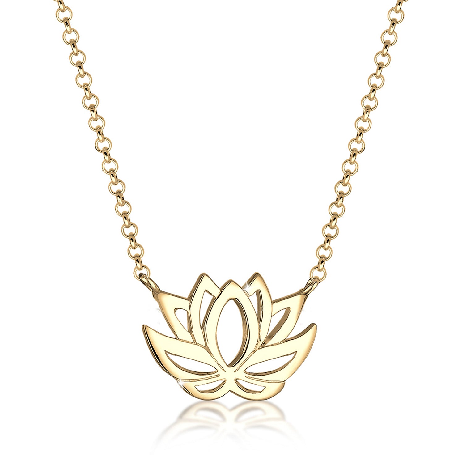 Gold Perhiasan Wanita Perak Asli - Silver Kalung  Lotus Flower Boho Lapis Emas
