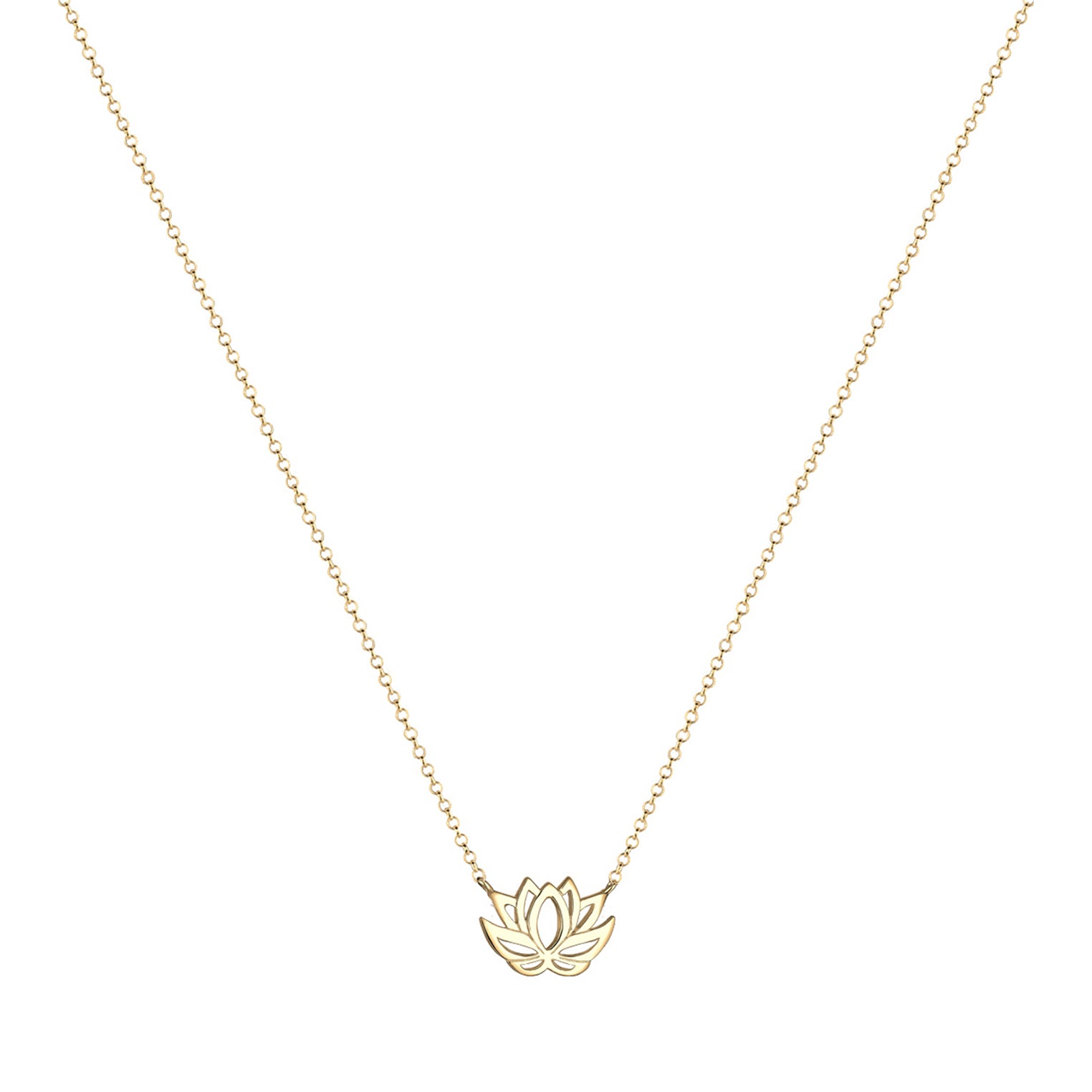 Gold Perhiasan Wanita Perak Asli - Silver Kalung  Lotus Flower Boho Lapis Emas