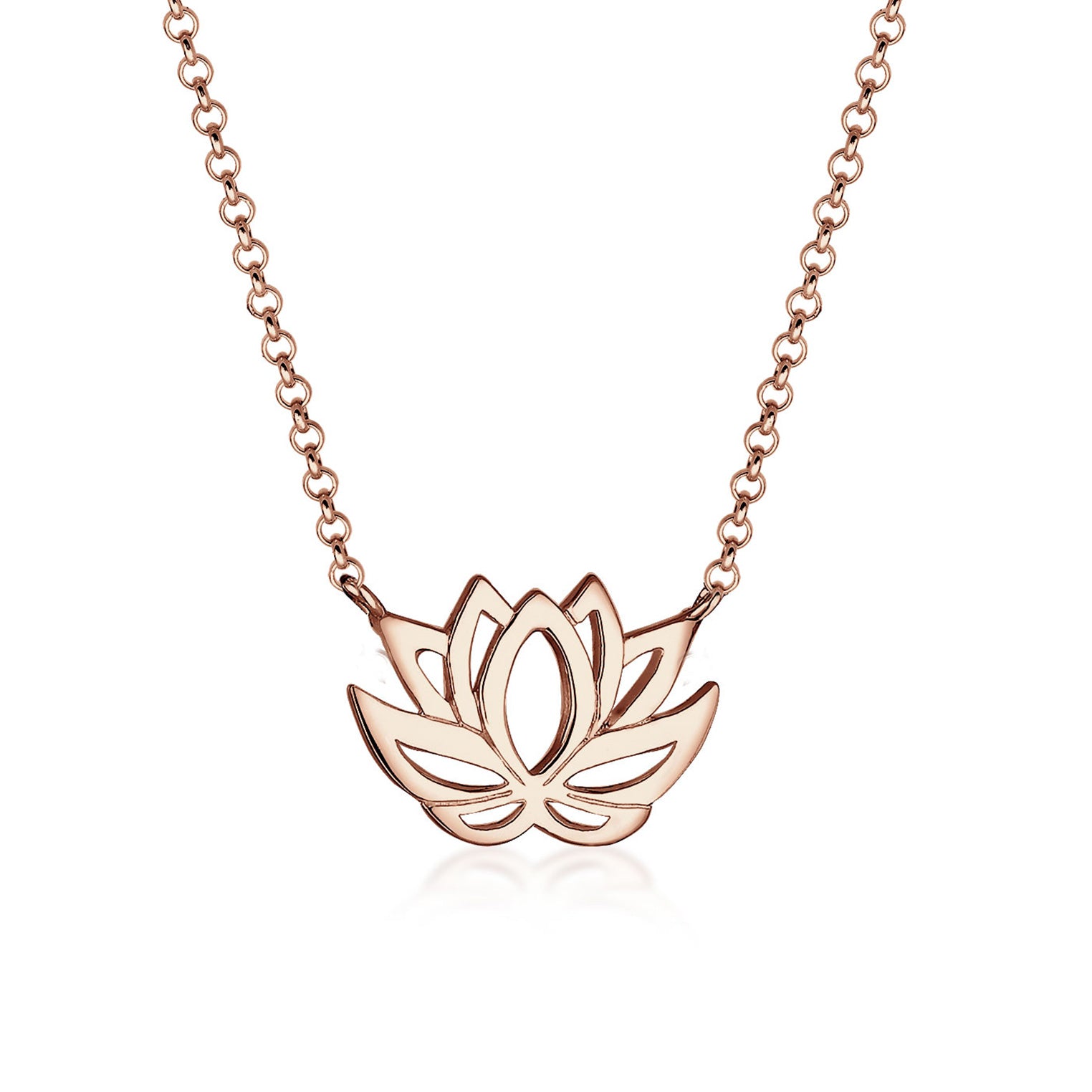 Rosegold Perhiasan Wanita Perak Asli - Silver Kalung  Lotus Flower Boho Lapis Rosegold