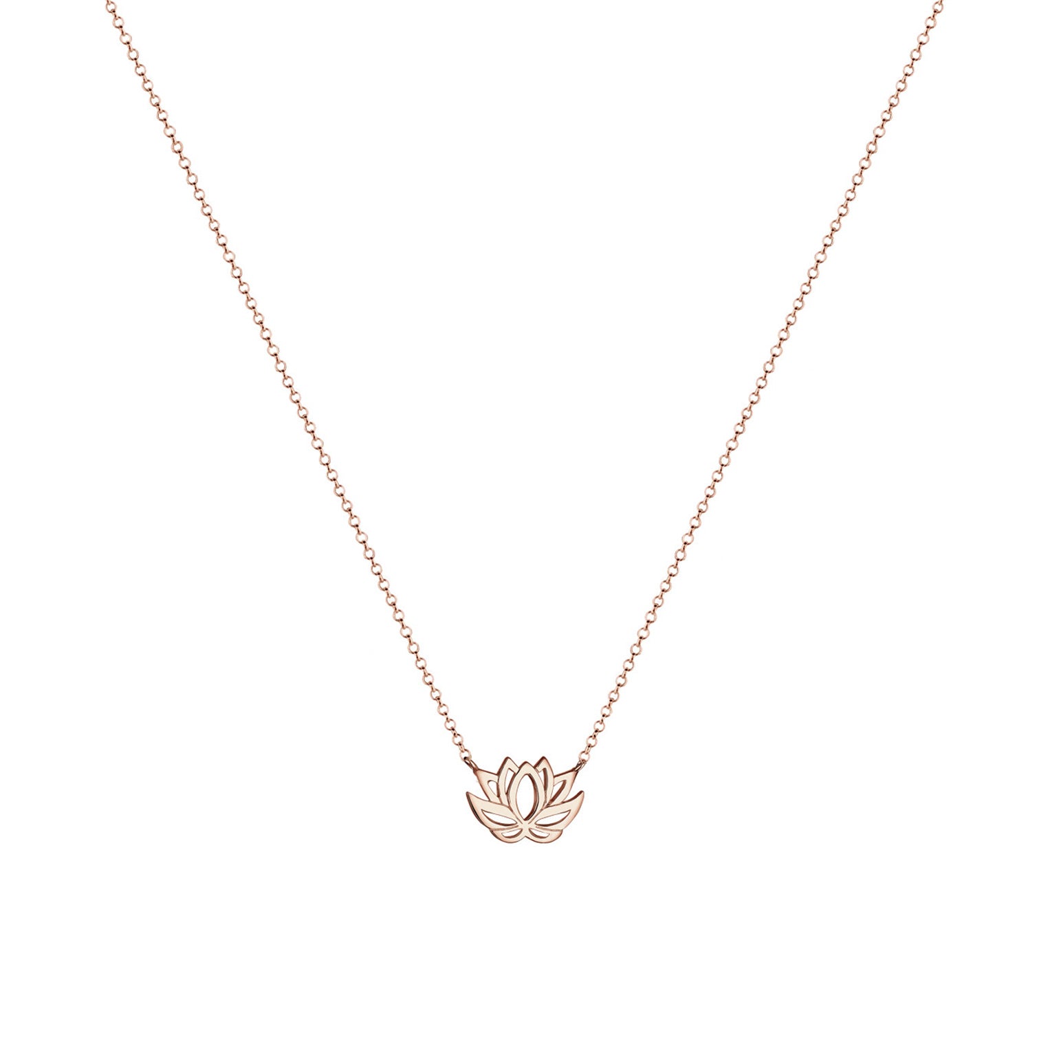 Rosegold Perhiasan Wanita Perak Asli - Silver Kalung  Lotus Flower Boho Lapis Rosegold