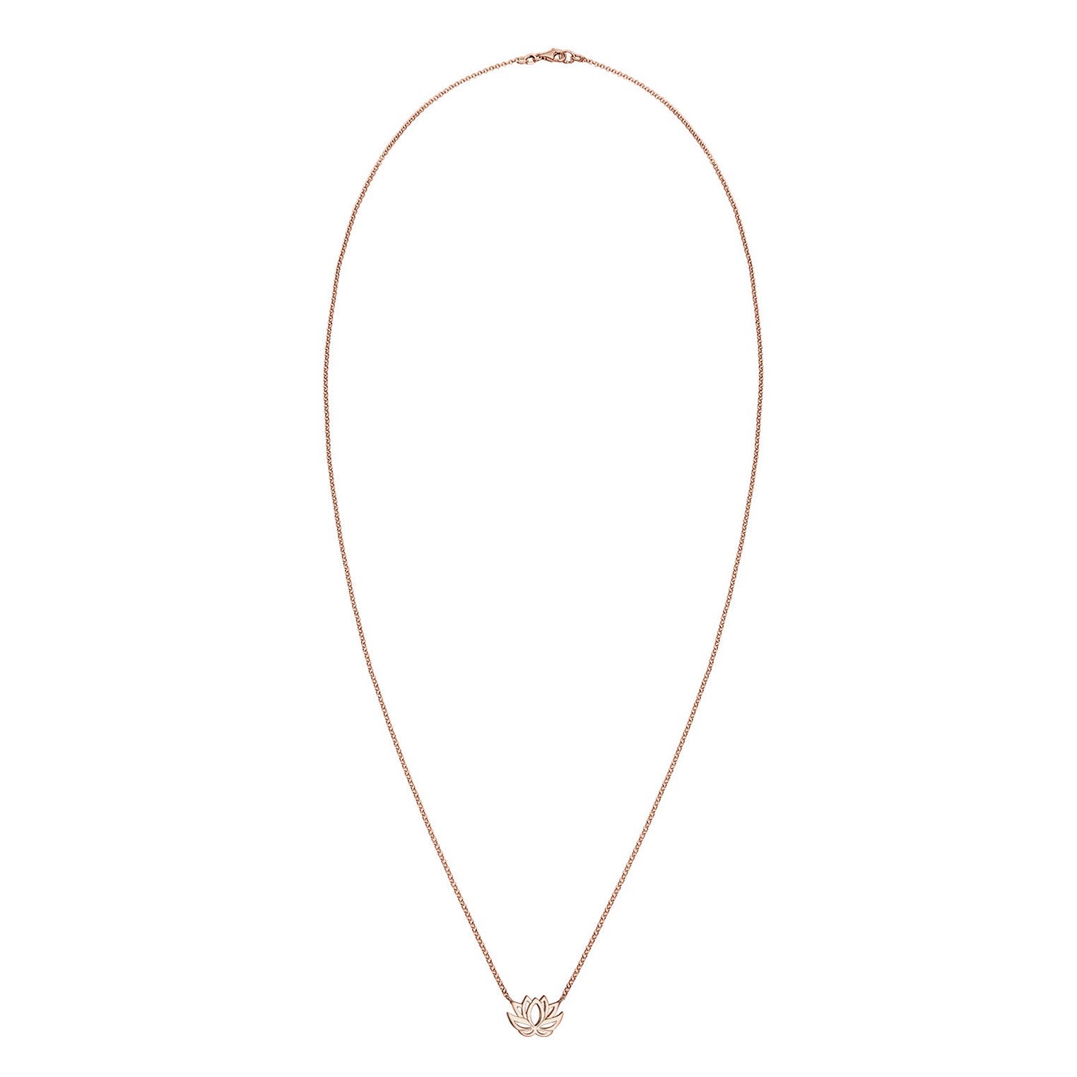 Rosegold Perhiasan Wanita Perak Asli - Silver Kalung  Lotus Flower Boho Lapis Rosegold