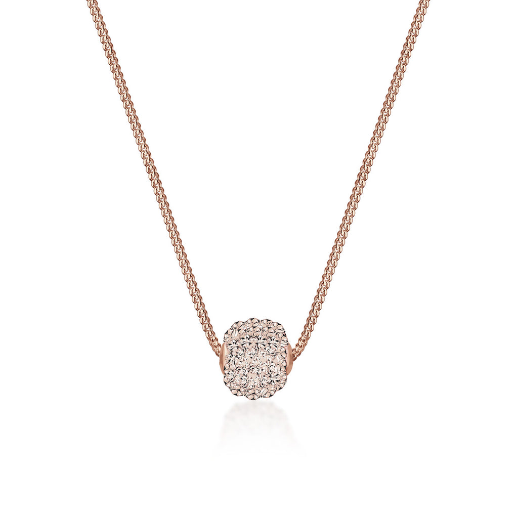 Brown Perhiasan Wanita Perak Asli - Silver Kalung  Ball Basic Crystals Lapis Rosegold