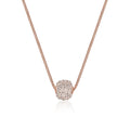 Brown Perhiasan Wanita Perak Asli - Silver Kalung  Ball Basic Crystals Lapis Rosegold