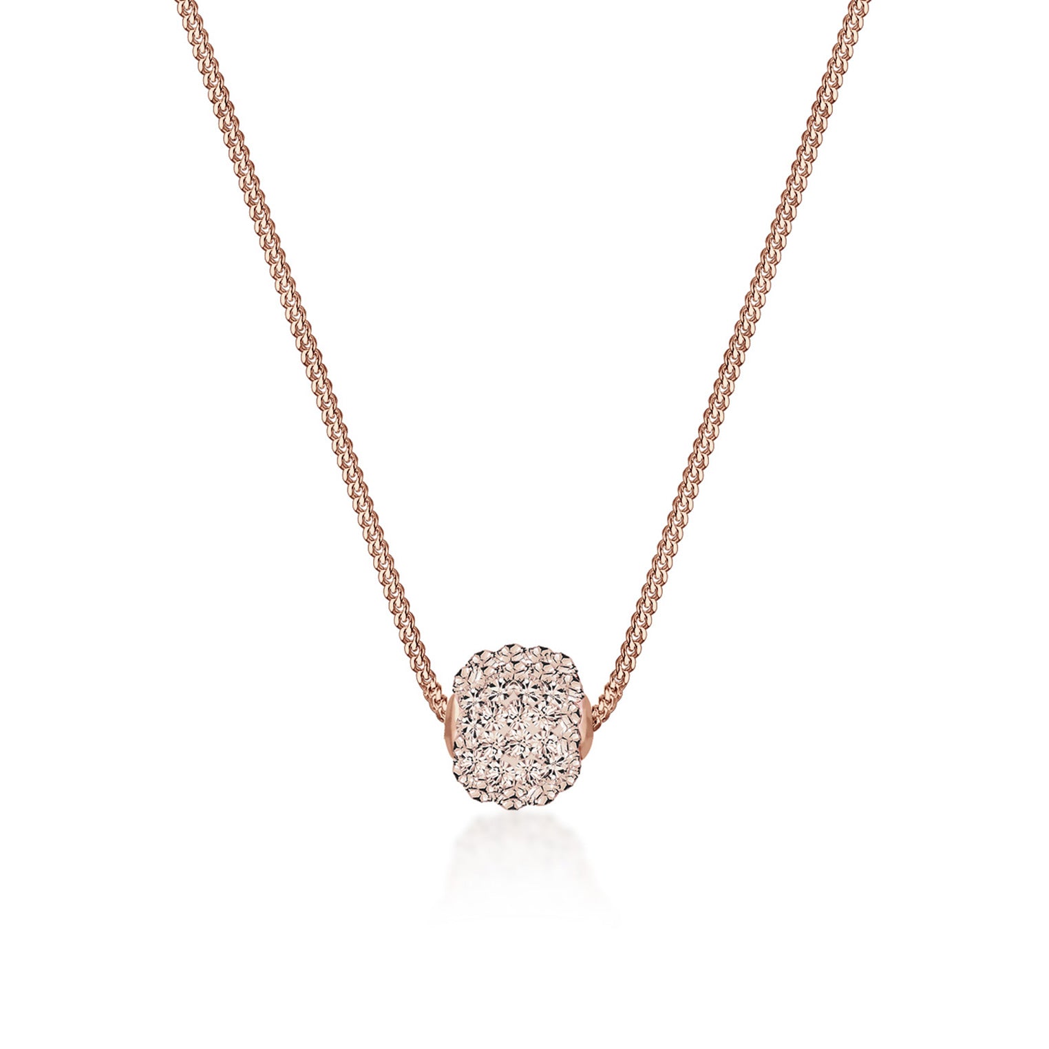 Brown Perhiasan Wanita Perak Asli - Silver Kalung  Ball Basic Crystals Lapis Rosegold