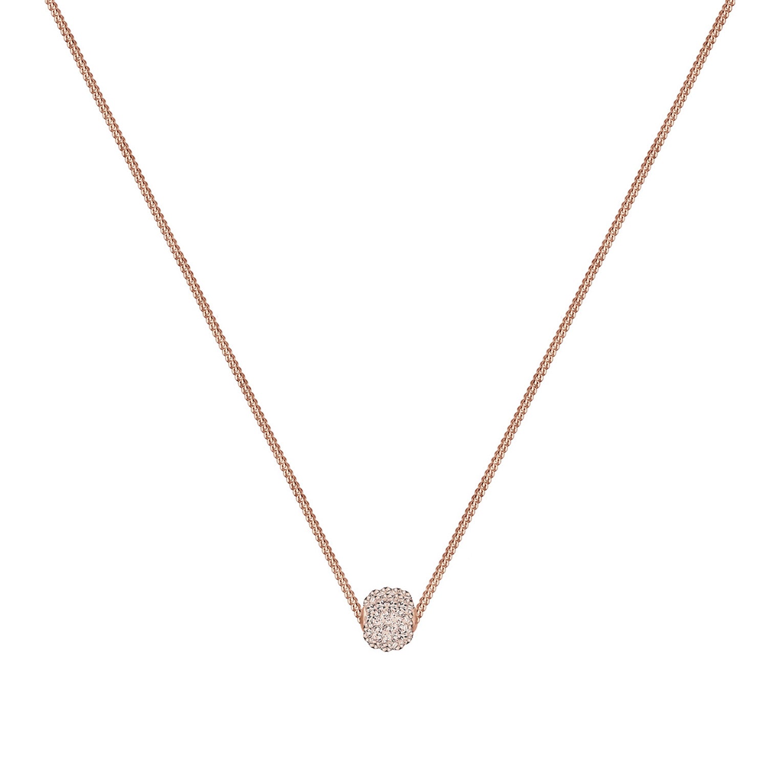 Brown Perhiasan Wanita Perak Asli - Silver Kalung  Ball Basic Crystals Lapis Rosegold