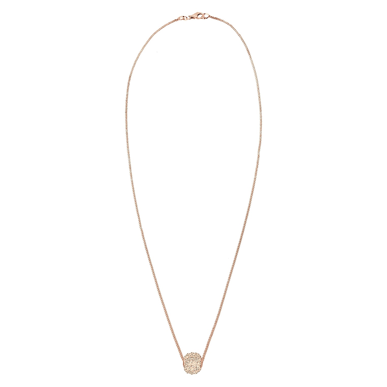 Brown Perhiasan Wanita Perak Asli - Silver Kalung  Ball Basic Crystals Lapis Rosegold