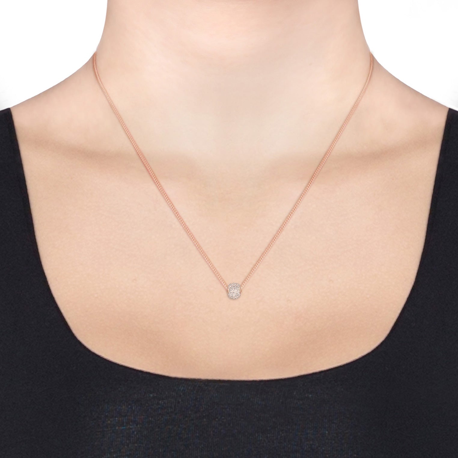 Brown Perhiasan Wanita Perak Asli - Silver Kalung  Ball Basic Crystals Lapis Rosegold
