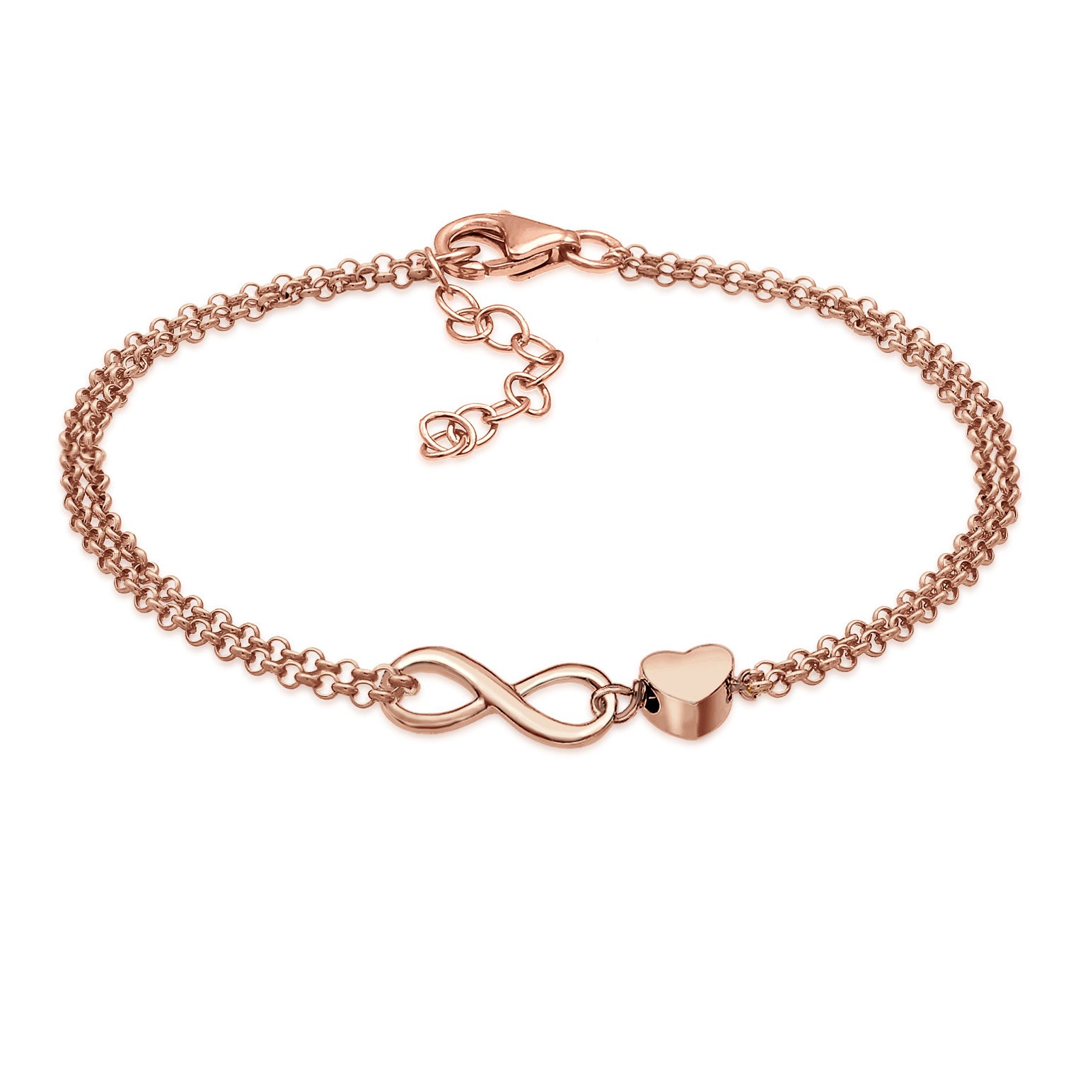 Rosegold Gelang Perhiasan Perak 925 Wanita Heart Love Infinity Rosegold Plated