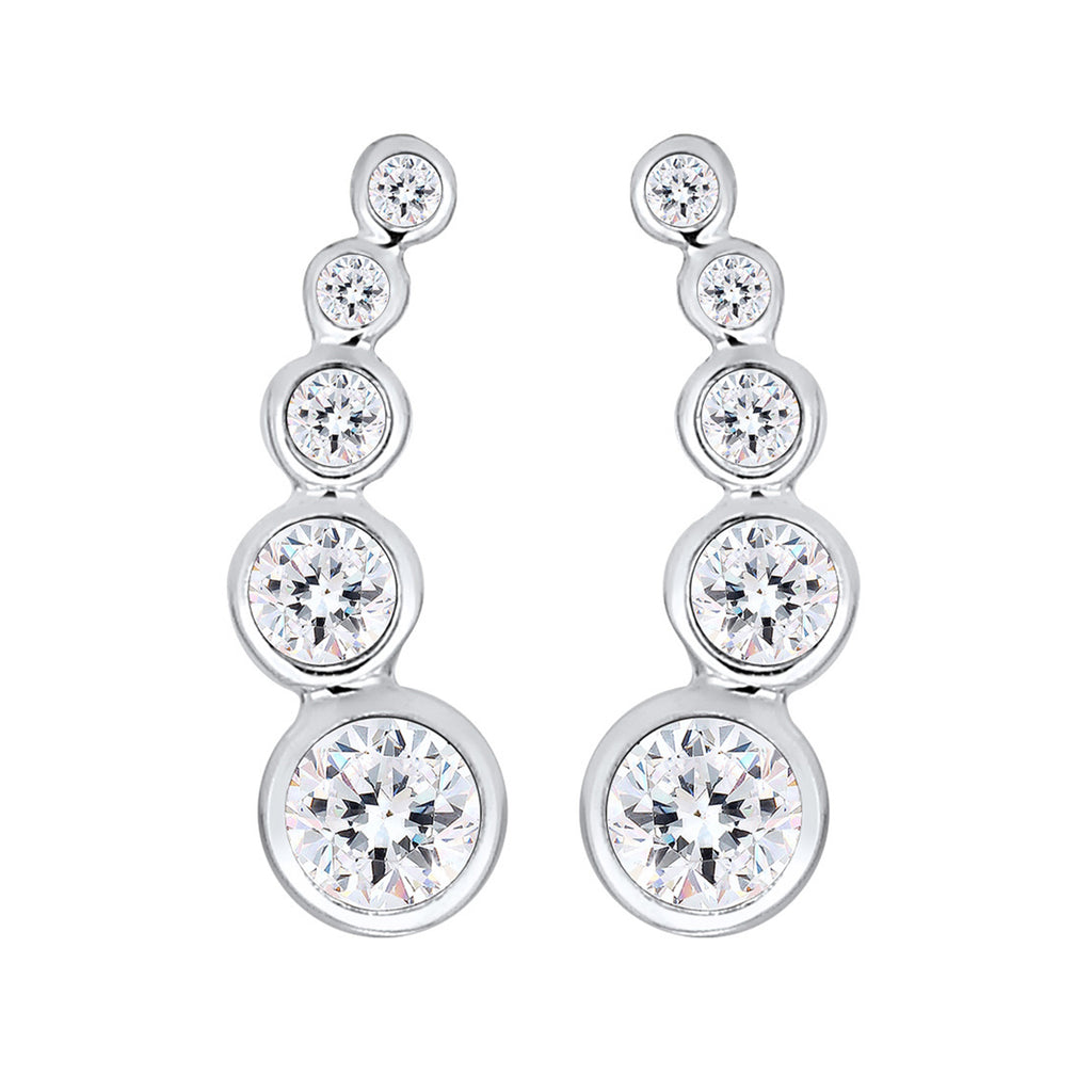 Silver Anting Perhiasan Perak 925 Wanita Cuff Circle Crystal