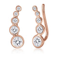Rosegold Anting Perhiasan Perak 925 Wanita Cuff Circle Crystal Rosegold Plated