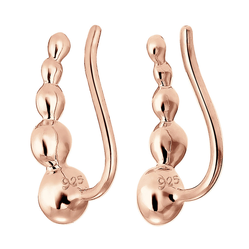 Rosegold Perhiasan Wanita Perak Asli - Silver Anting Cuff Circle Crystal Rosegold Plated