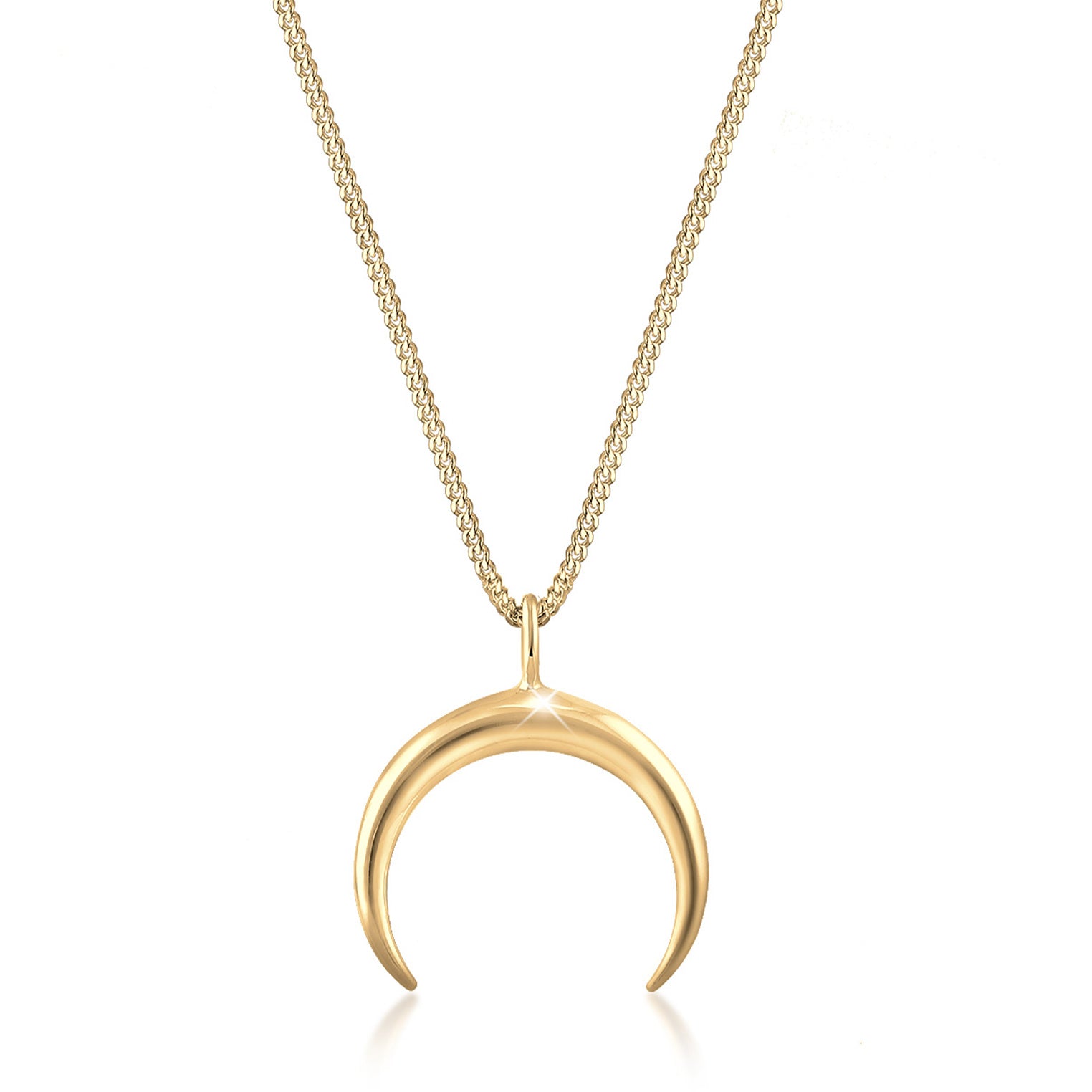 Gold Perhiasan Wanita Perak Asli - Silver Kalung  Crescent Moon Astro Blogger Lapis Emas