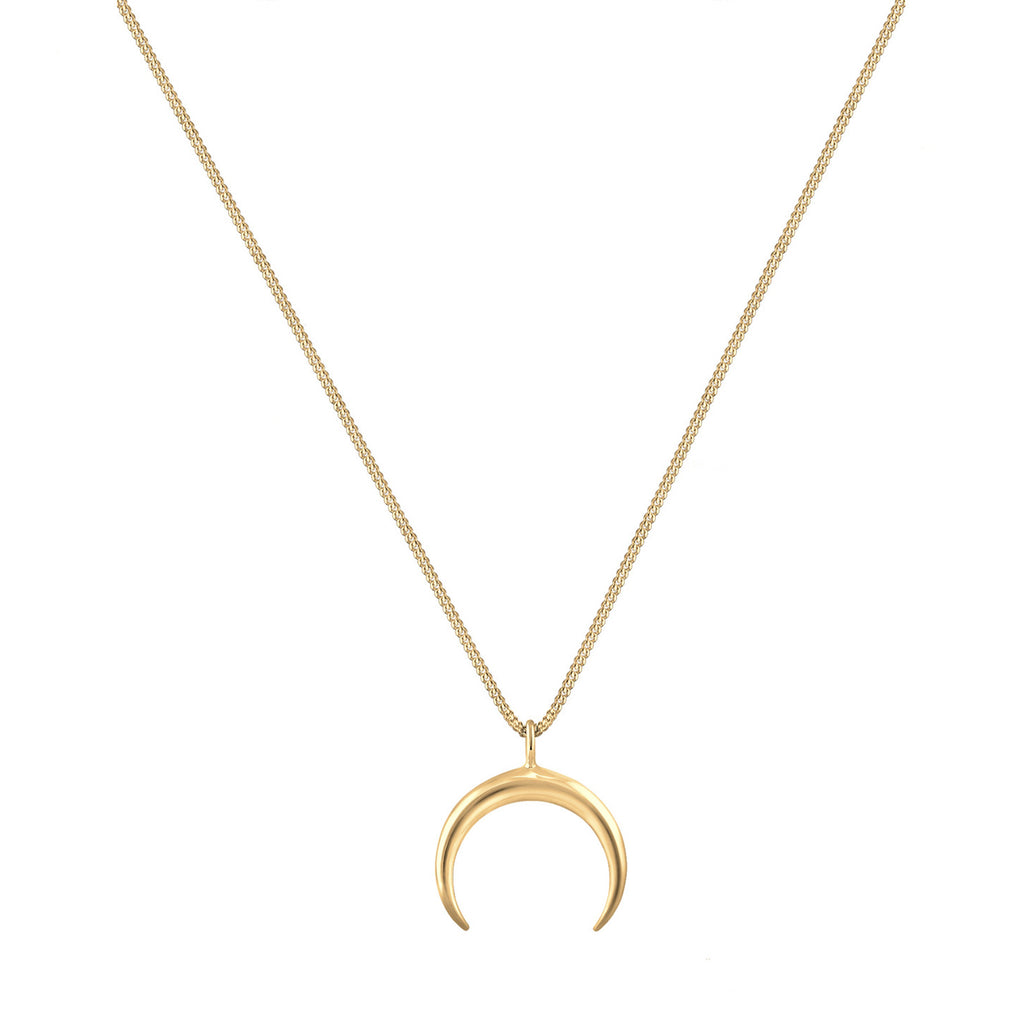 Gold Perhiasan Wanita Perak Asli - Silver Kalung  Crescent Moon Astro Blogger Lapis Emas