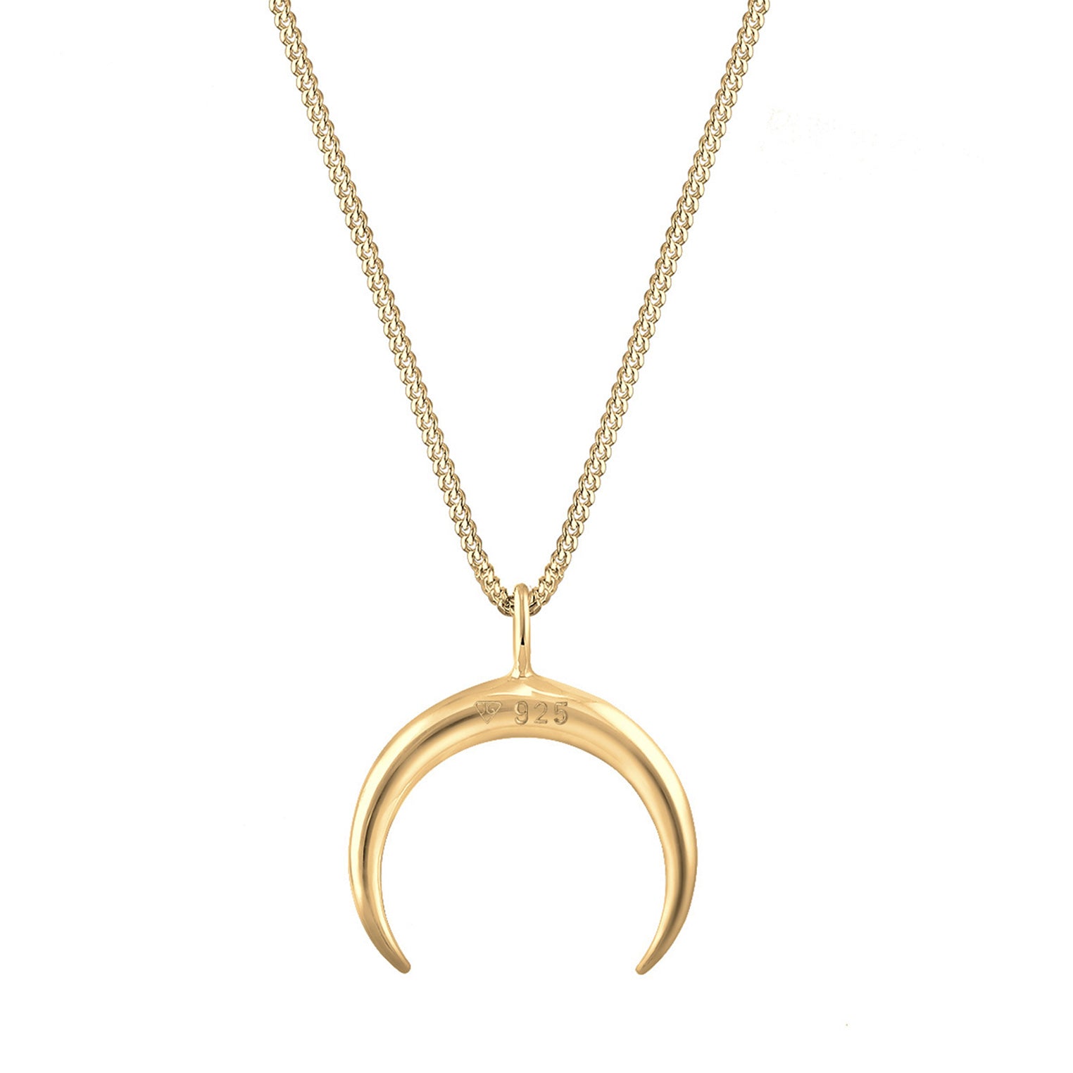 Gold Perhiasan Wanita Perak Asli - Silver Kalung  Crescent Moon Astro Blogger Lapis Emas