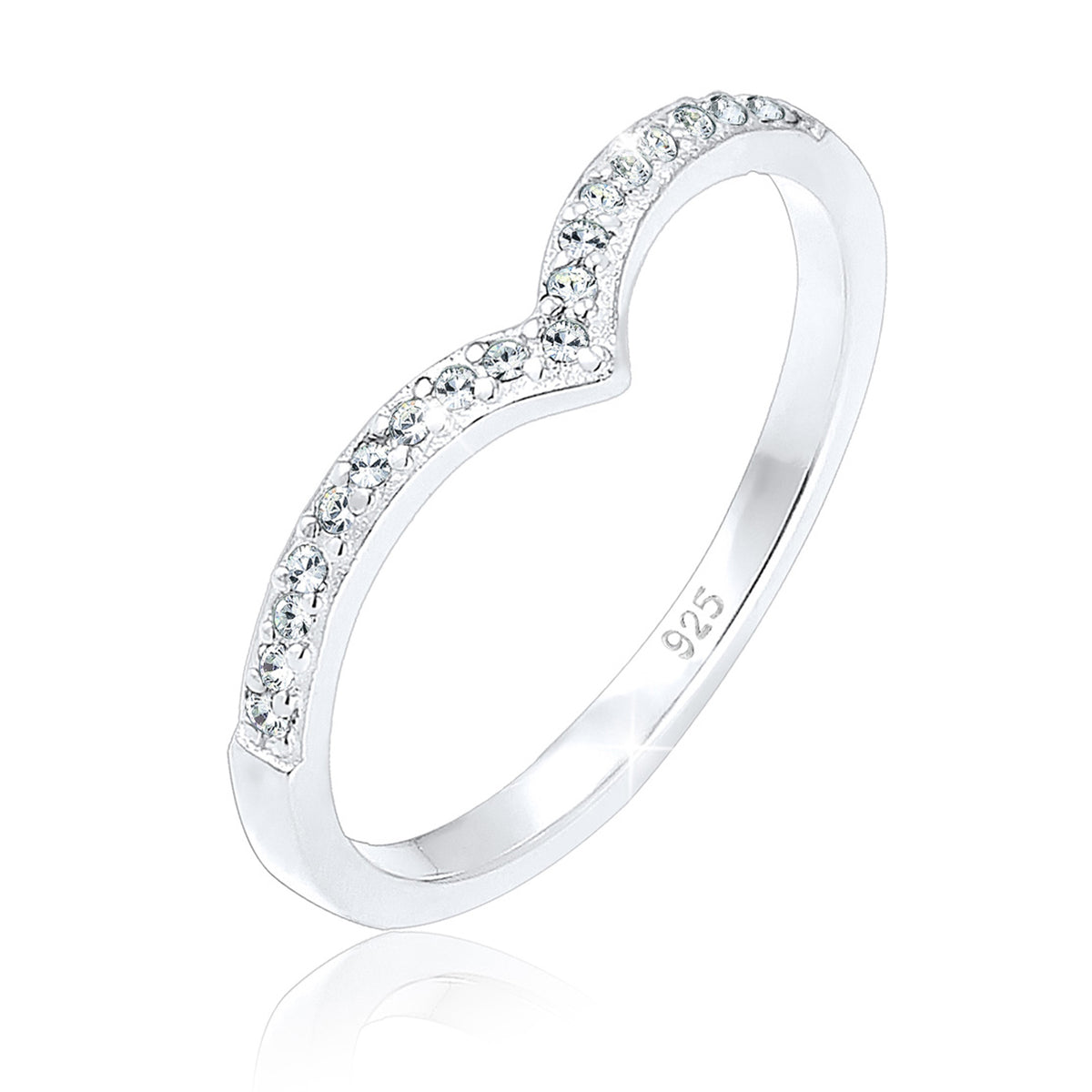 Silver - Elli | Crystal Chevron Ring 925 Silver – Embellished with Crystals by Swarovski®