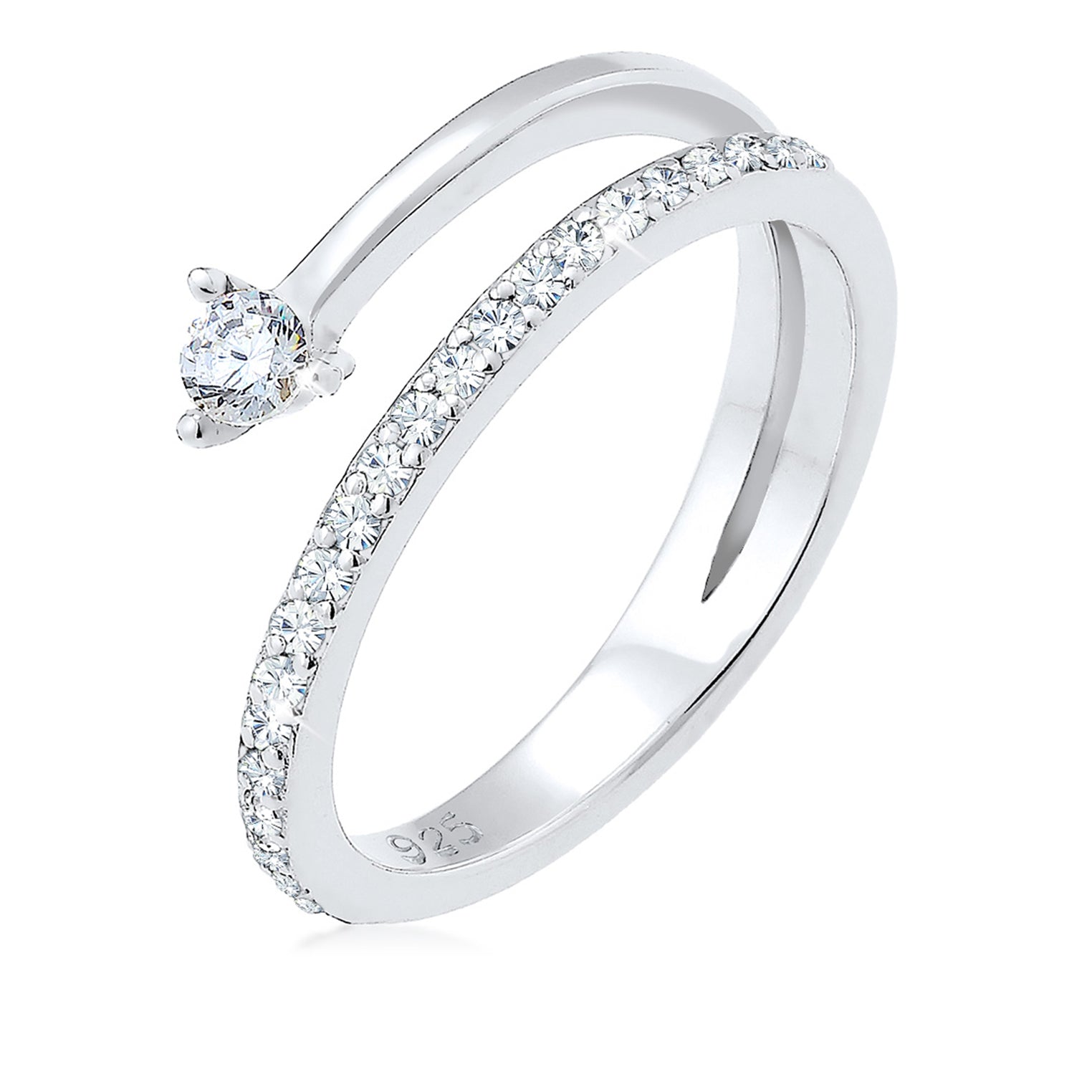 Silver Perhiasan Wanita Perak Asli - Silver Cincin Geo CrystalAnd Zirconia
