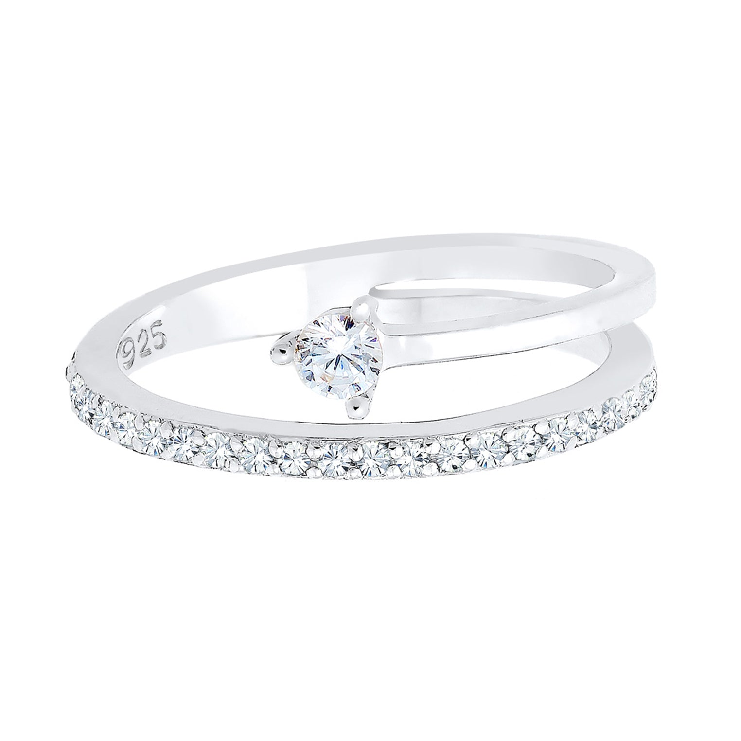 Silver Perhiasan Wanita Perak Asli - Silver Cincin Geo CrystalAnd Zirconia