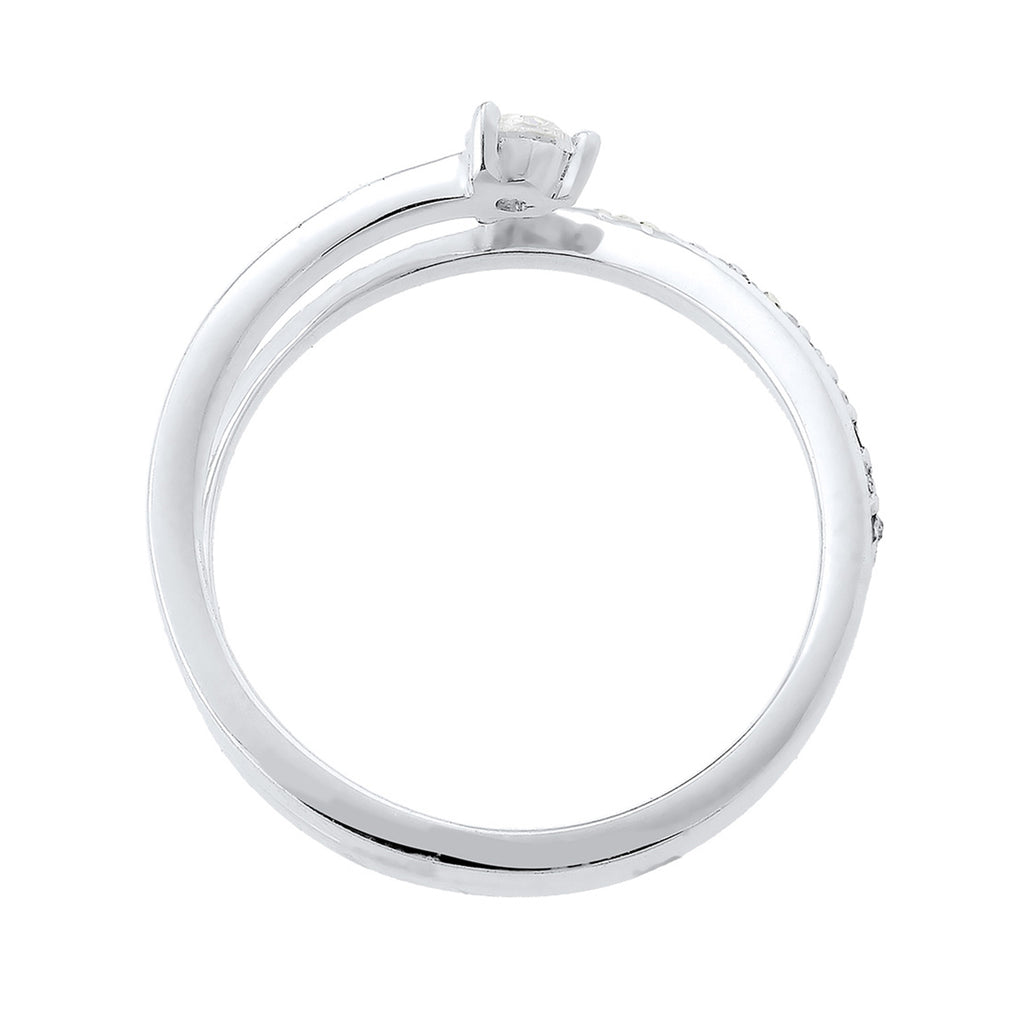 Silver Perhiasan Wanita Perak Asli - Silver Cincin Geo CrystalAnd Zirconia