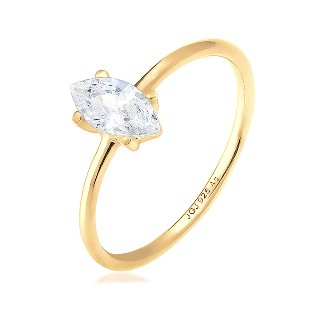 White Perhiasan Wanita Perak Asli - Silver Cincin Zirconia Klasik Gold Plated