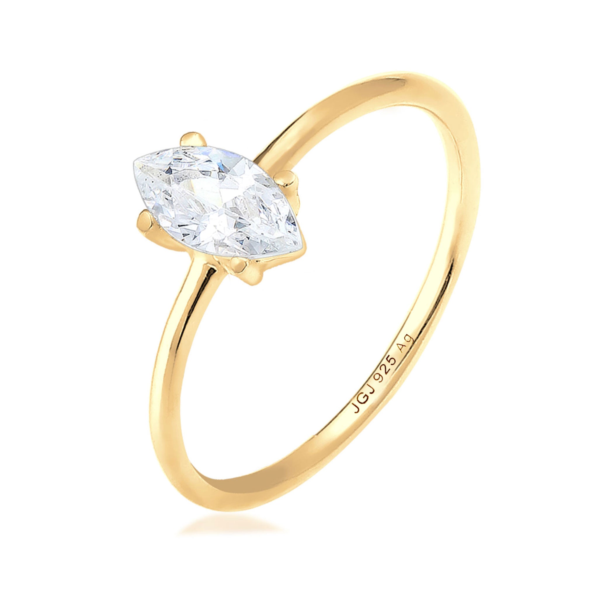 White Perhiasan Wanita Perak Asli - Silver Cincin Zirconia Klasik Gold Plated