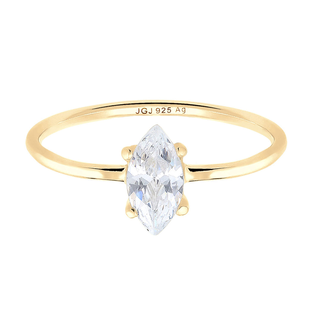 White Perhiasan Wanita Perak Asli - Silver Cincin Zirconia Klasik Gold Plated