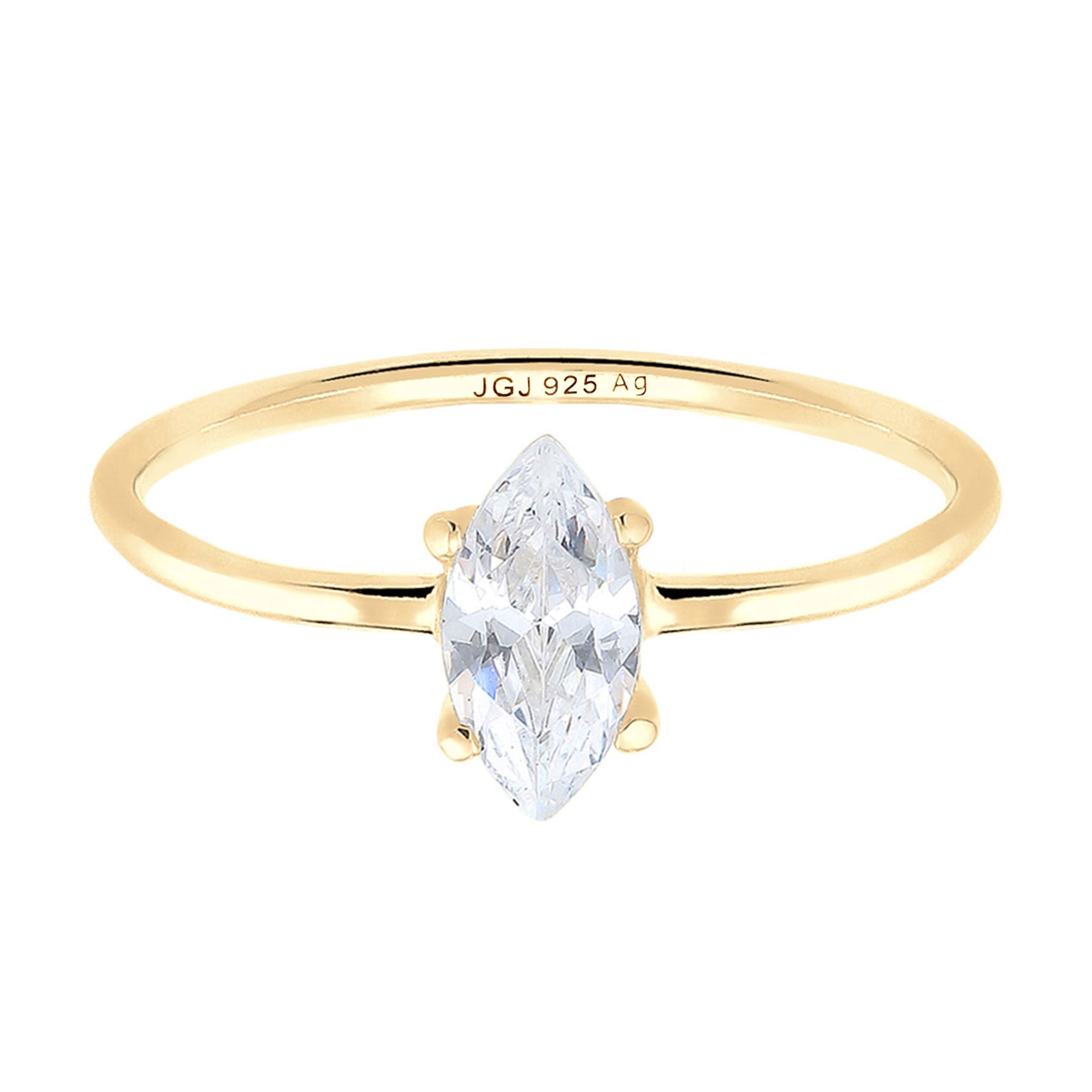 White Perhiasan Wanita Perak Asli - Silver Cincin Zirconia Klasik Gold Plated