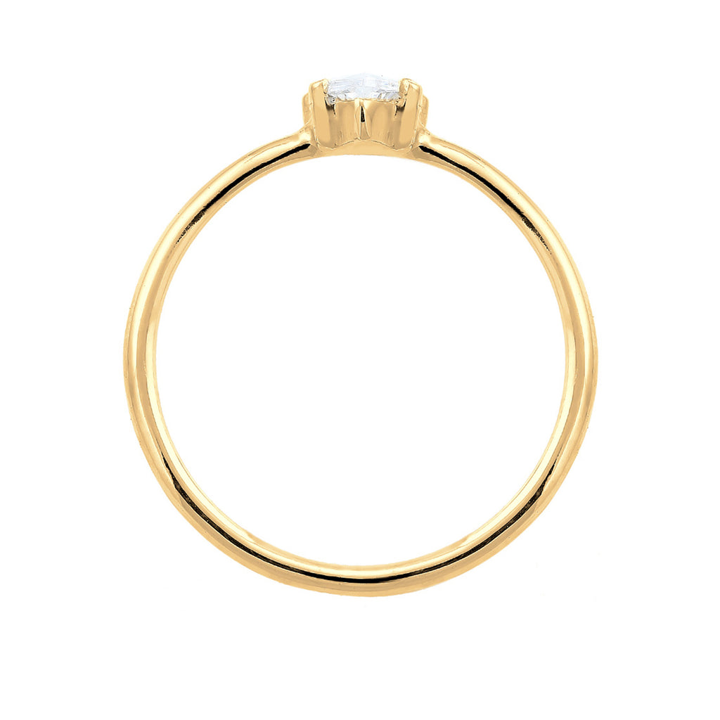 White Perhiasan Wanita Perak Asli - Silver Cincin Zirconia Klasik Gold Plated