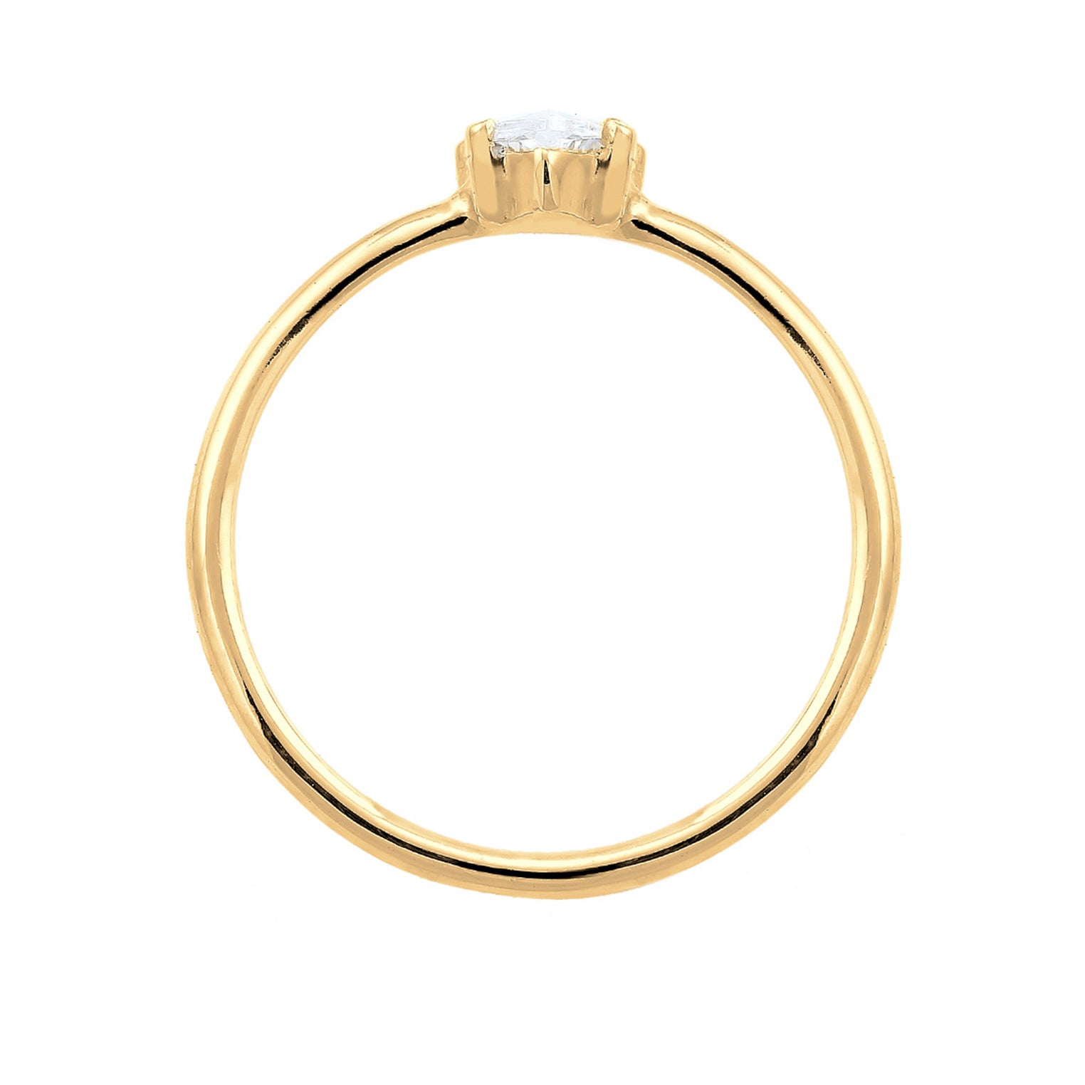 White Perhiasan Wanita Perak Asli - Silver Cincin Zirconia Klasik Gold Plated