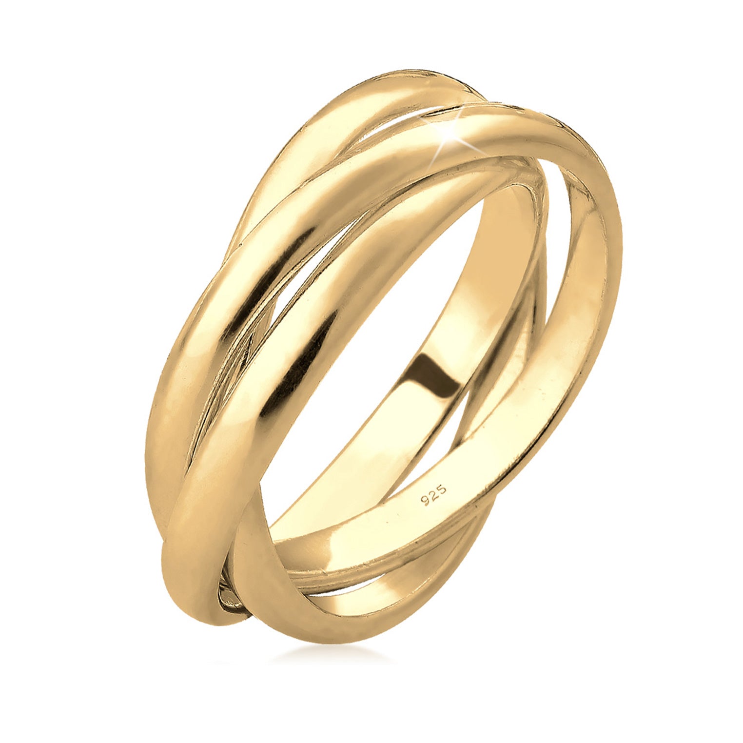 Gold Perhiasan Wanita Perak Asli - Silver Cincin Triple Basic Gold Plated