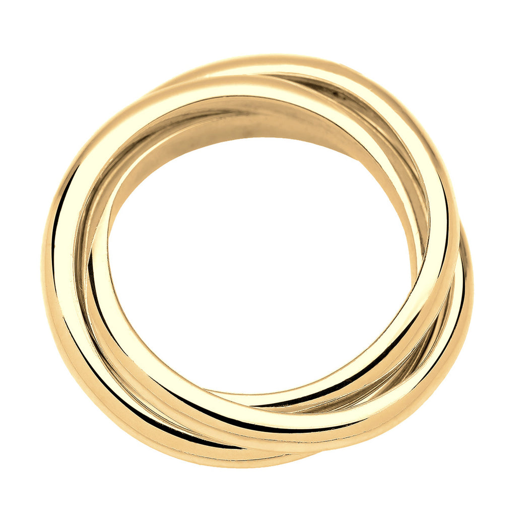 Gold Perhiasan Wanita Perak Asli - Silver Cincin Triple Basic Gold Plated