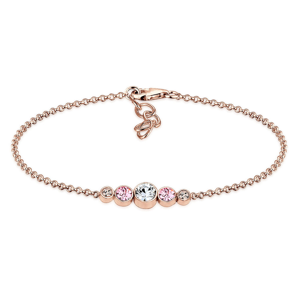 Rosegold Perhiasan Wanita Perak Asli - Silver Gelang Basic Crystal Rosegold Plated