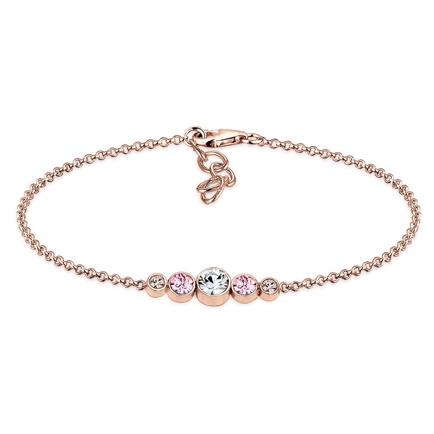 Rosegold Perhiasan Wanita Perak Asli - Silver Gelang Basic Crystal Rosegold Plated