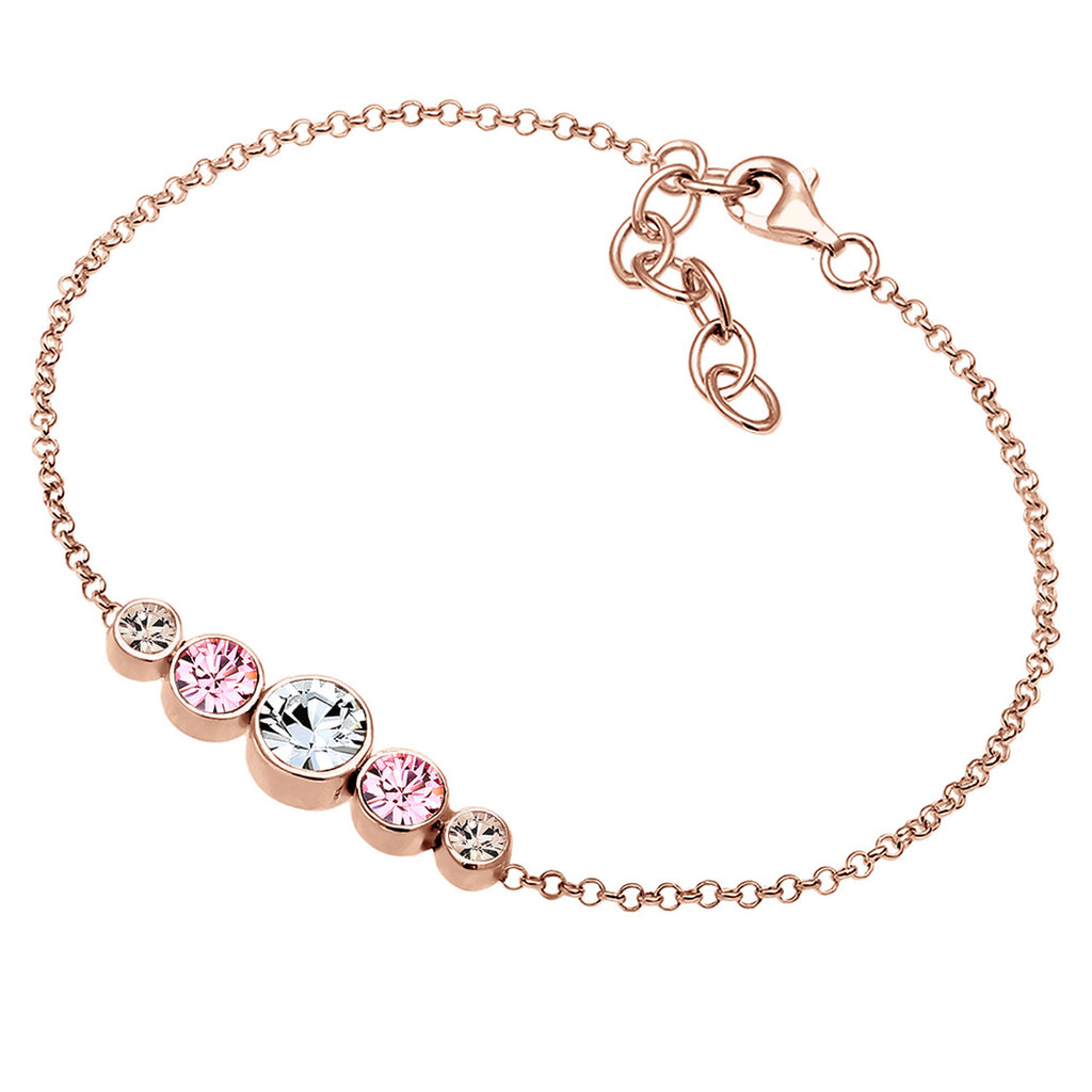 Rosegold Perhiasan Wanita Perak Asli - Silver Gelang Basic Crystal Rosegold Plated