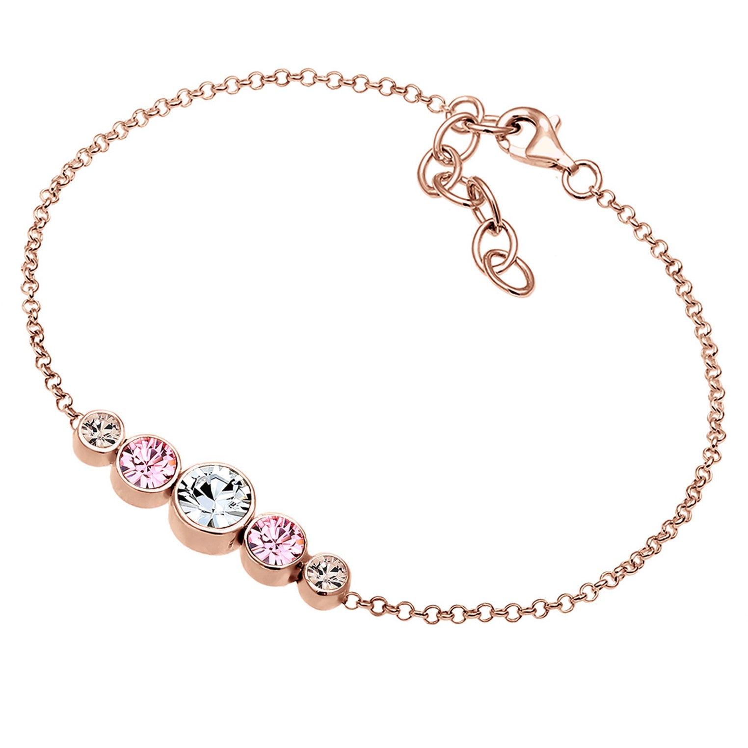 Rosegold Perhiasan Wanita Perak Asli - Silver Gelang Basic Crystal Rosegold Plated