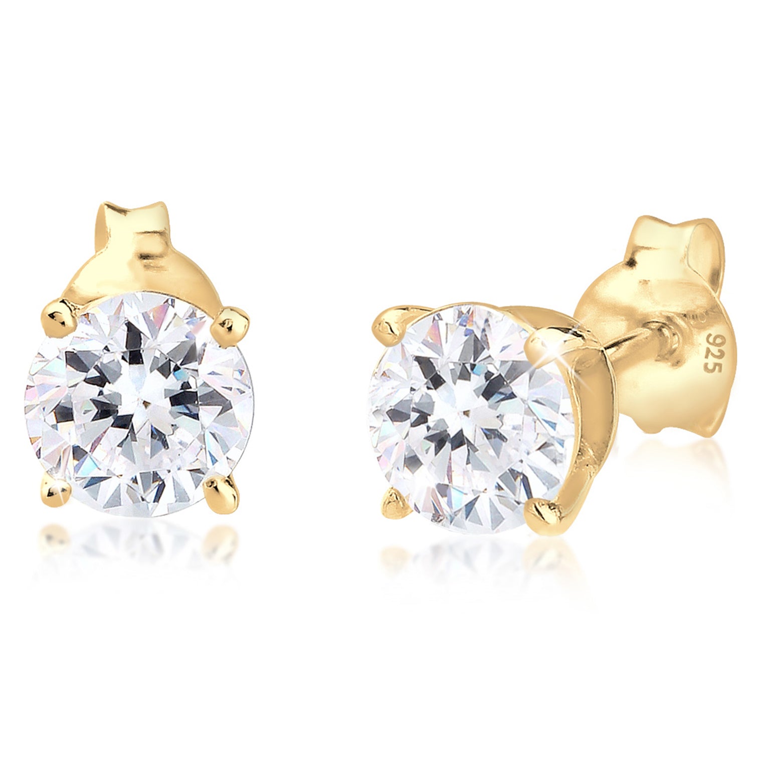 Gold Perhiasan Wanita Perak Asli - Silver Anting Classic Crystal Gold Plated